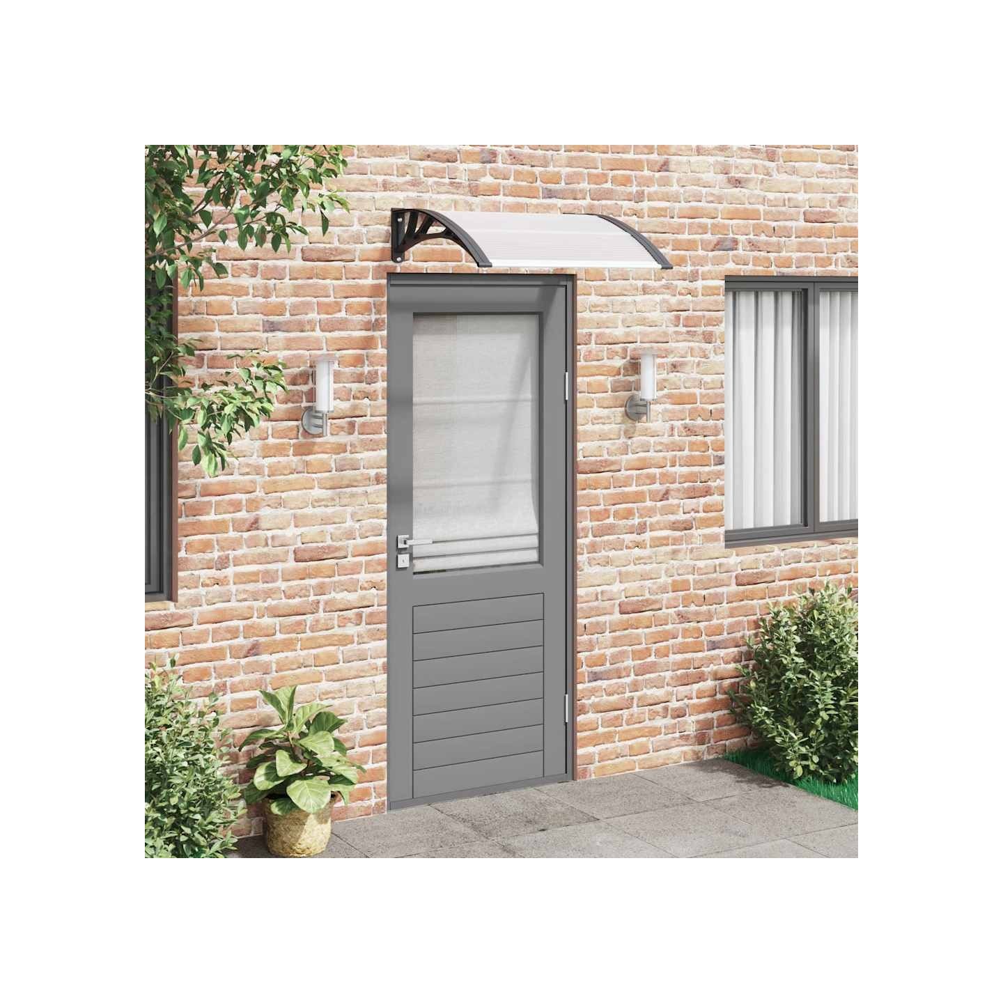 Auvent de porte Noir et transparent 80x75 cm Polycarbonate