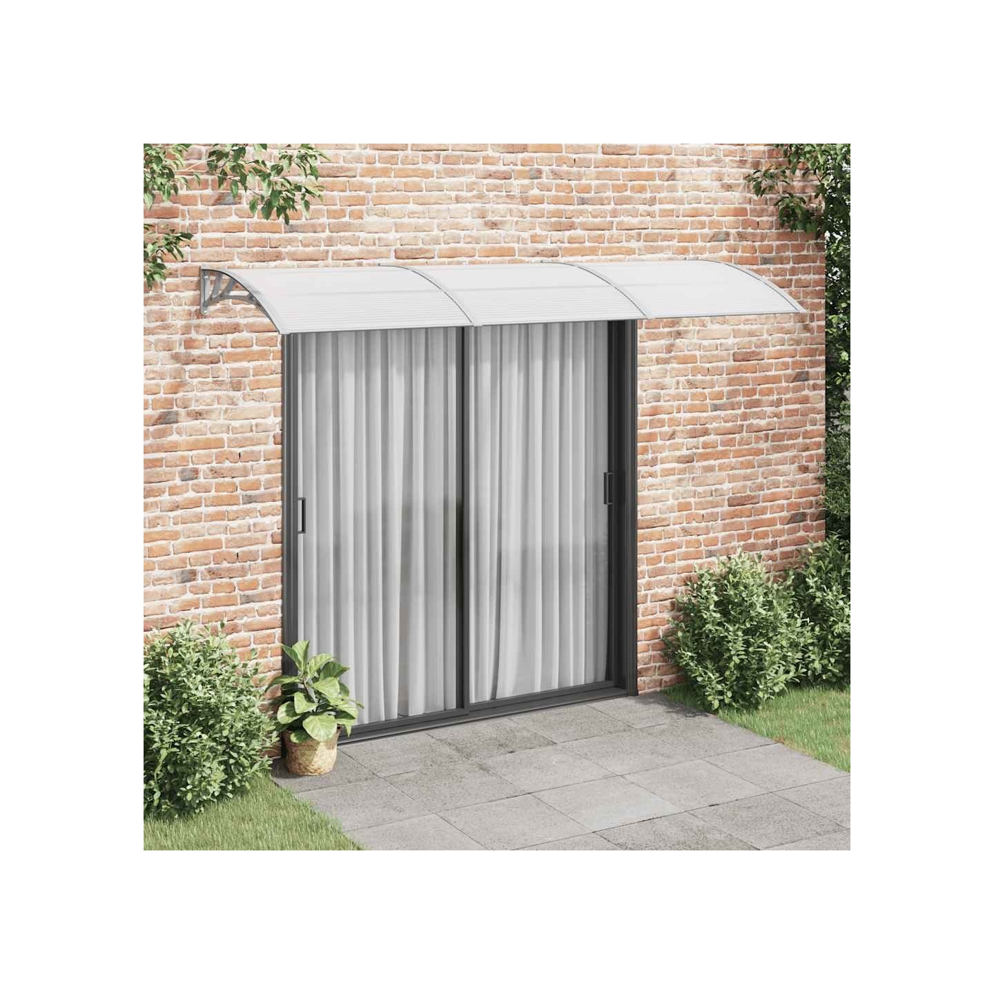 Auvent de porte Gris 300x75 cm Polycarbonate