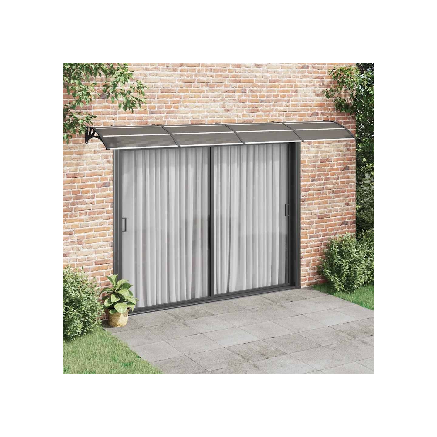 Auvent de porte Noir 400x75 cm Polycarbonate