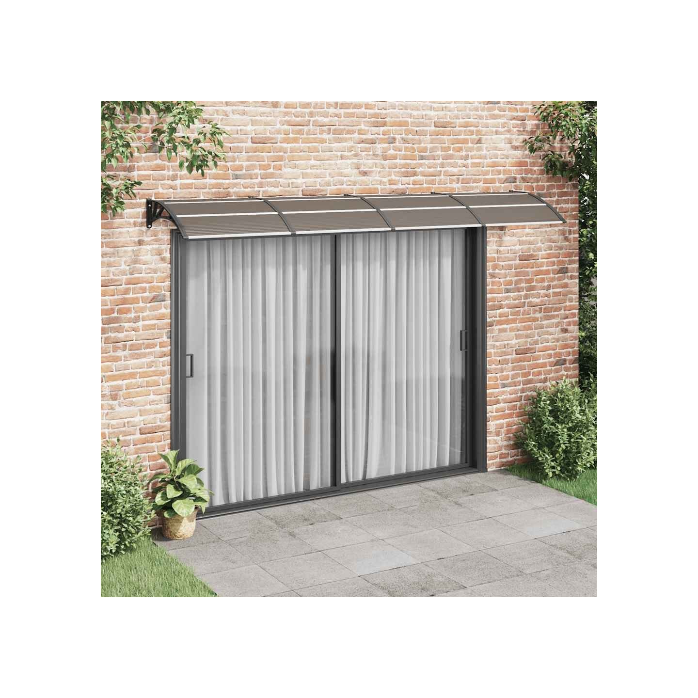 Auvent de porte Noir et transparent 350x75 cm Polycarbonate