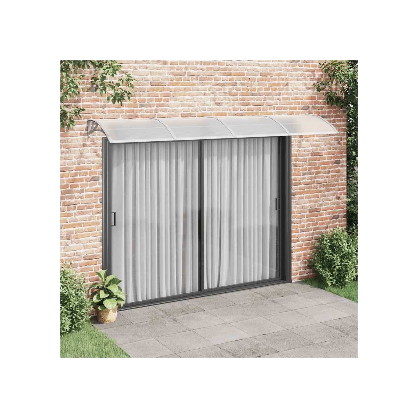 Auvent de porte Gris et transparent 350x75 cm Polycarbonate
