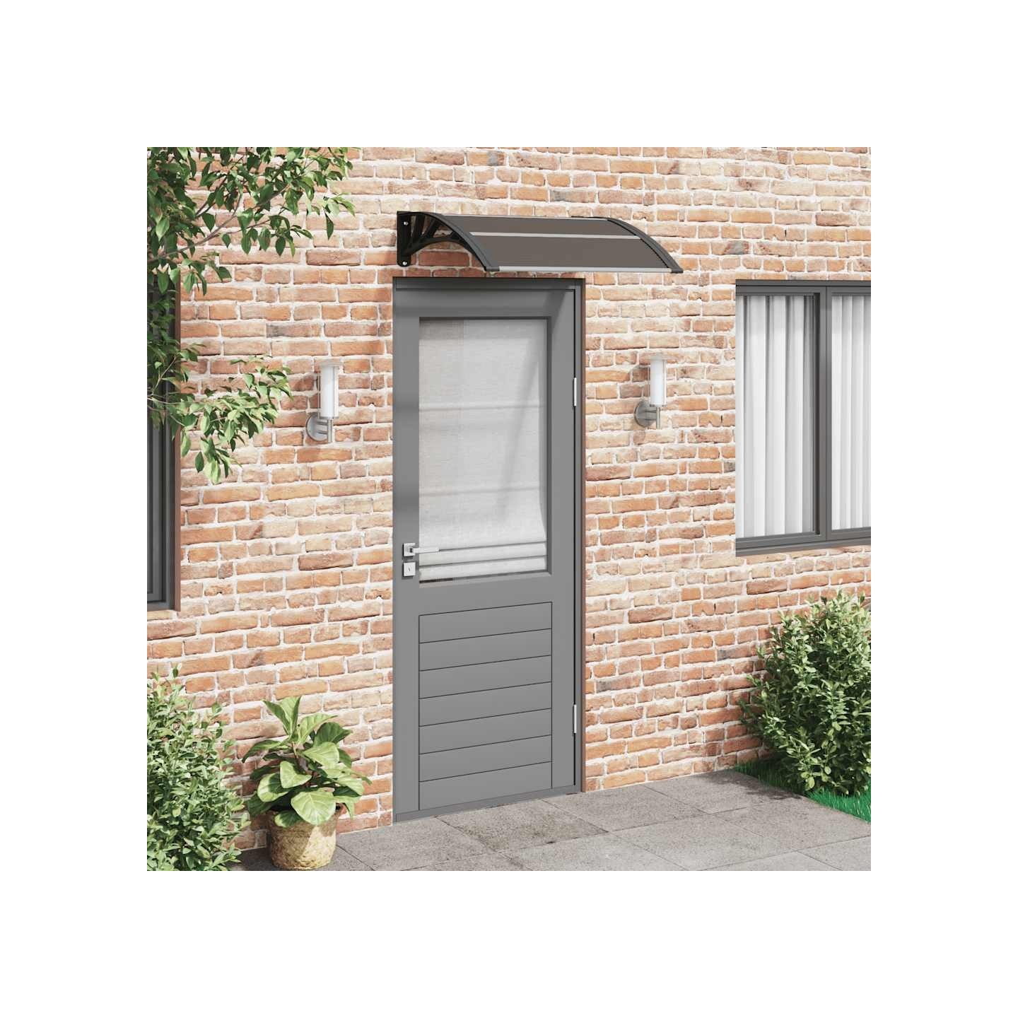 Auvent de porte noir 80 x 75 cm en polycarbonate