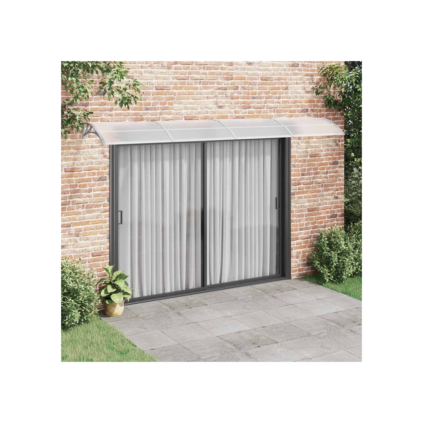 Auvent de porte gris 400 x 100 cm Polycarbonate