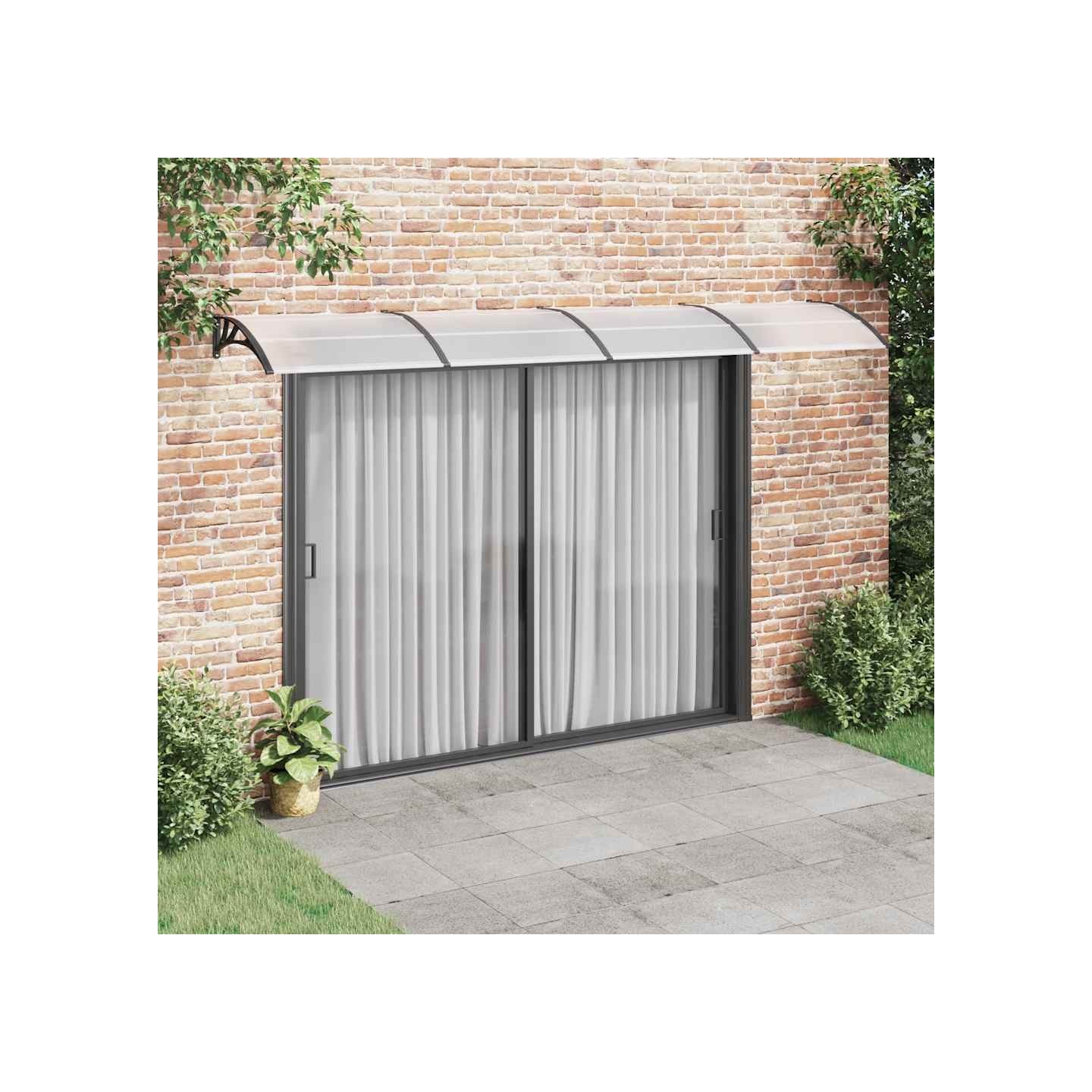 Auvent de porte Noir et transparent 400x75 cm Polycarbonate