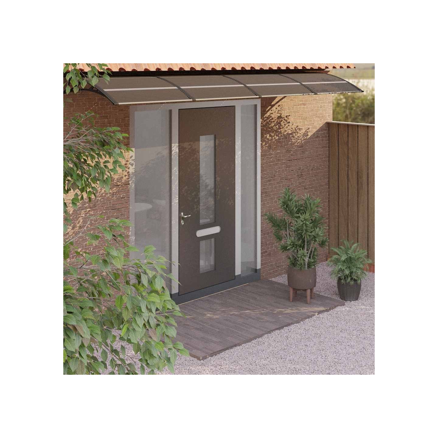 Auvent de porte Noir 350x75 cm Polycarbonate