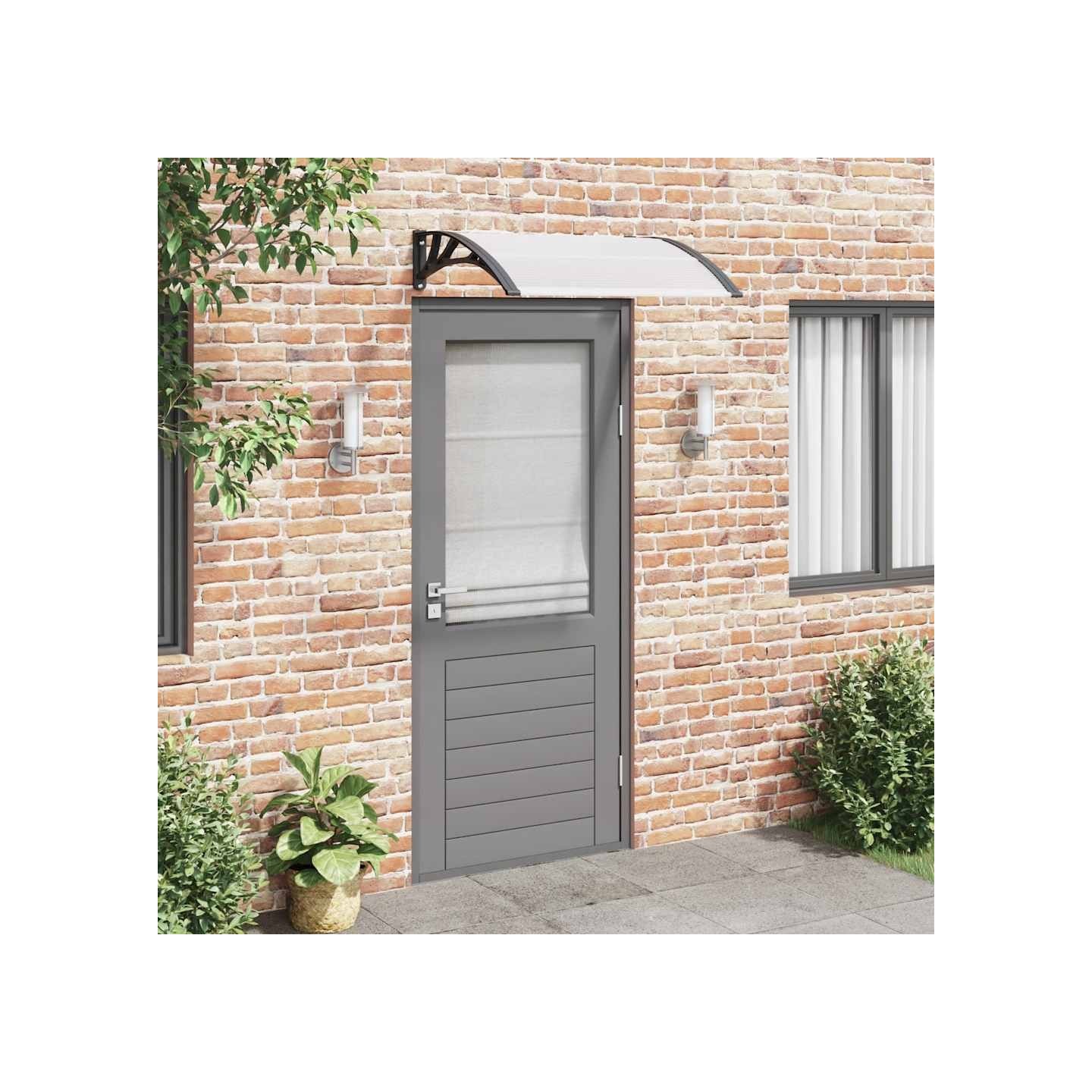 Auvent de porte Noir et transparent 100x75 cm Polycarbonate