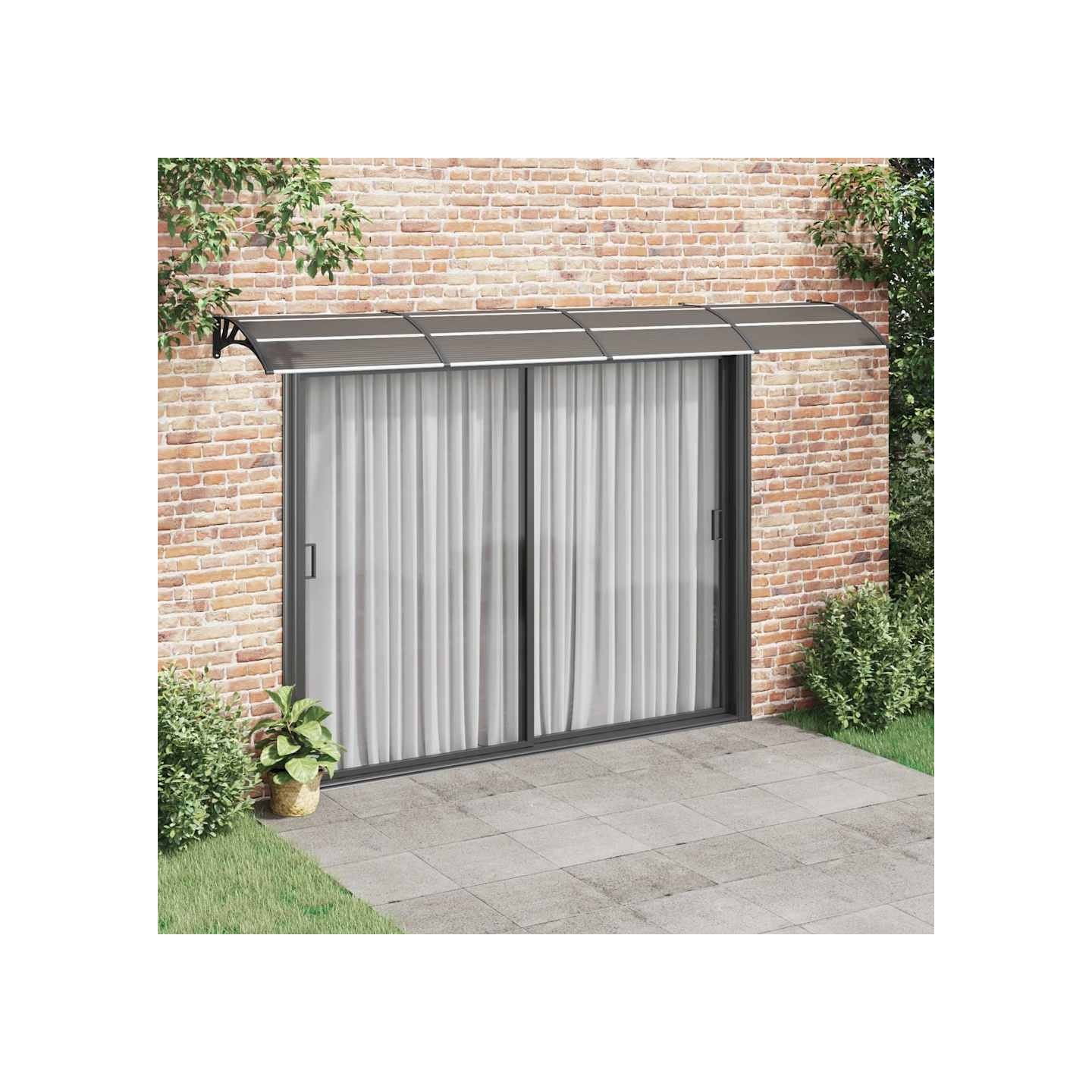 Auvent de porte noir 400 x 100 cm en polycarbonate