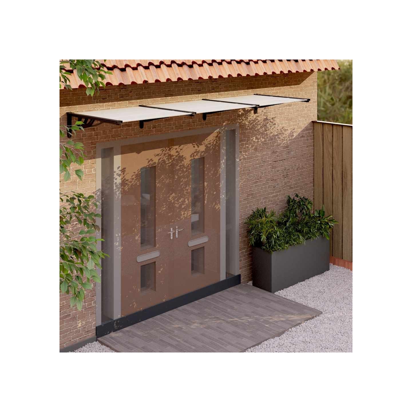 Auvent de porte Noir et transparent 297,5x90 cm Polycarbonate