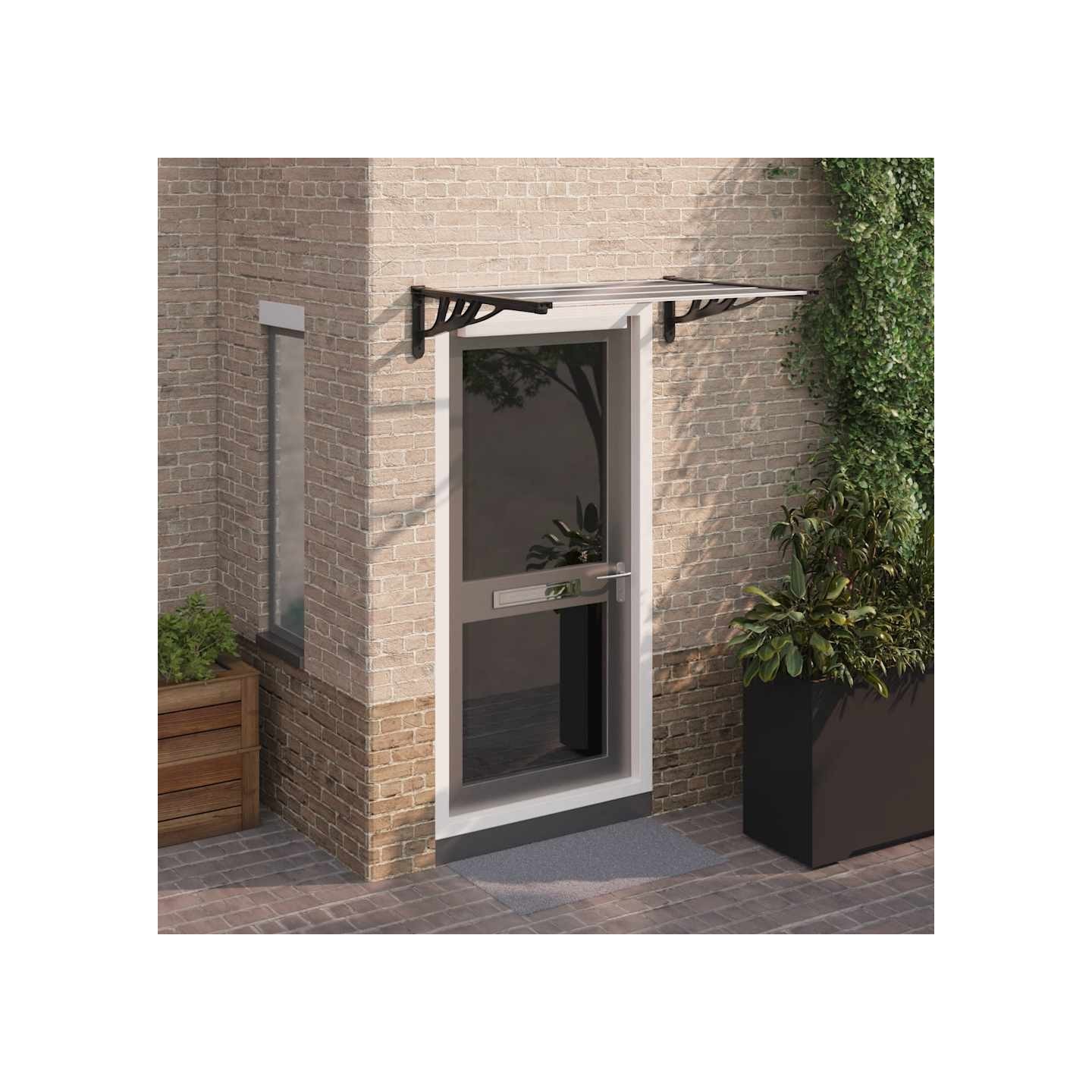 Auvent de porte Noir et transparent 122x90 cm Polycarbonate