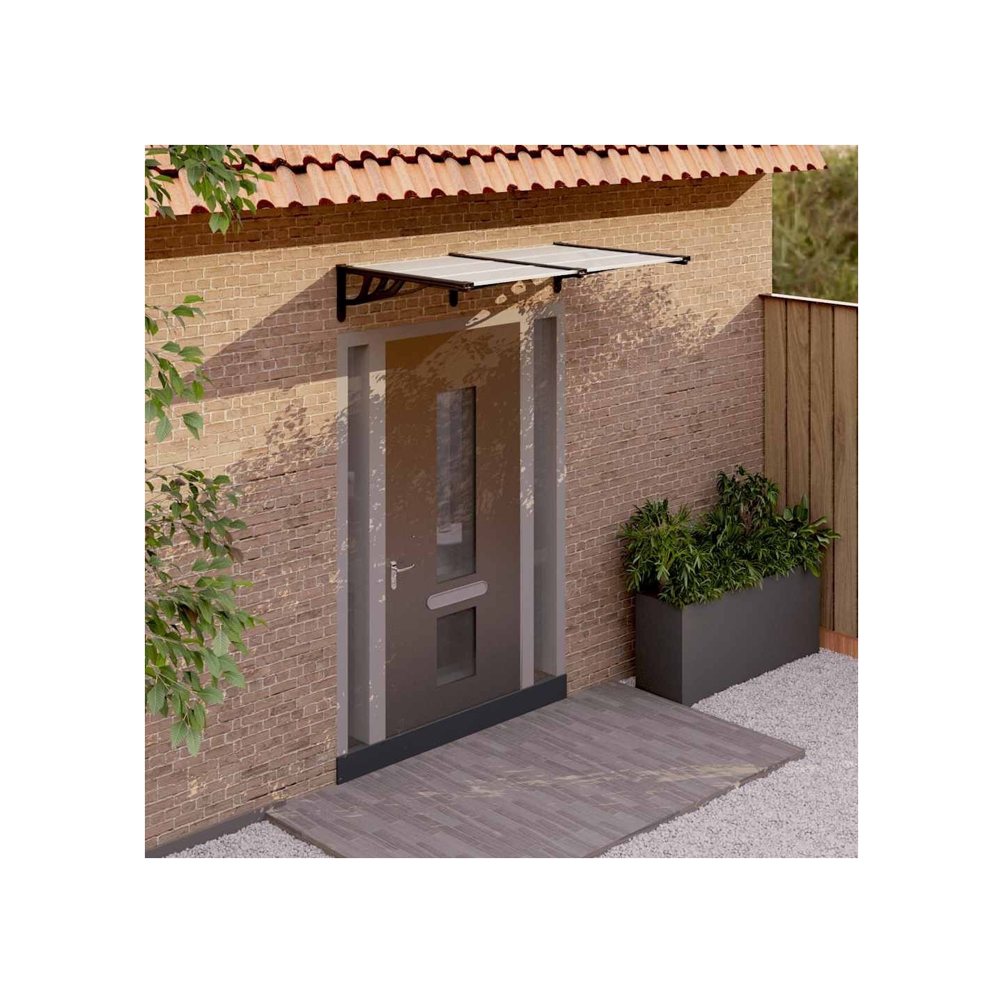 Auvent de porte Noir et transparent 152,5x90 cm Polycarbonate
