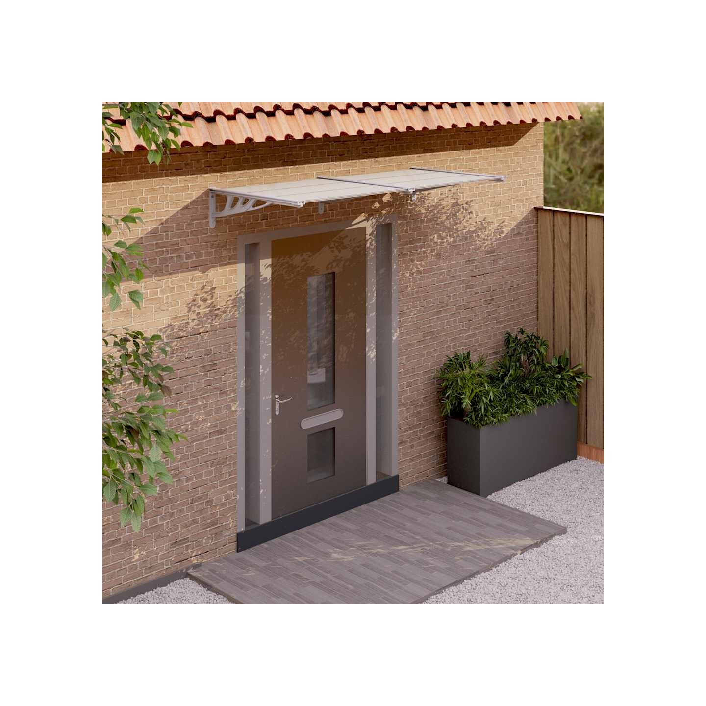 Auvent de porte Gris et transparent 199x90 cm Polycarbonate