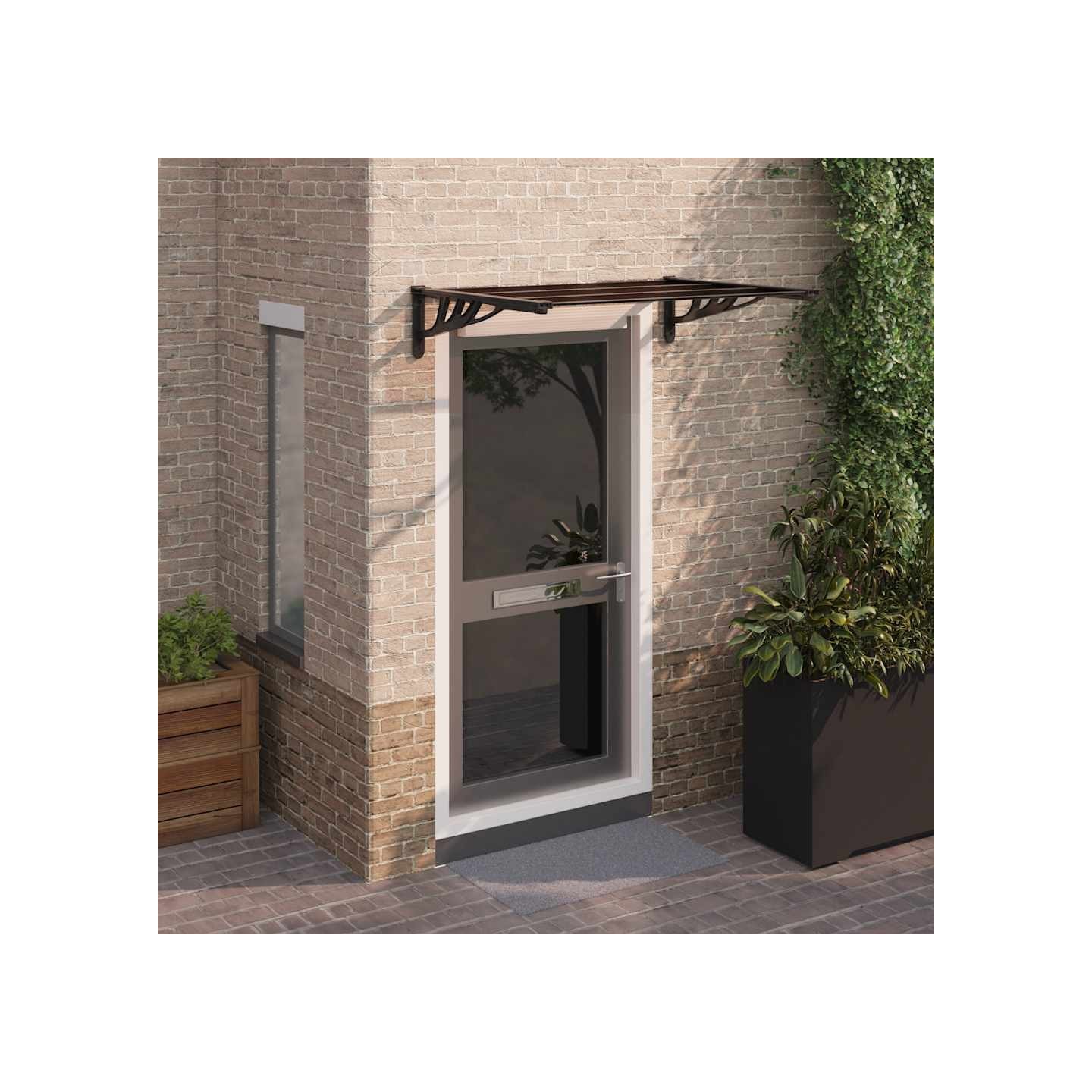 Auvent de porte Noir 122x90 cm Polycarbonate