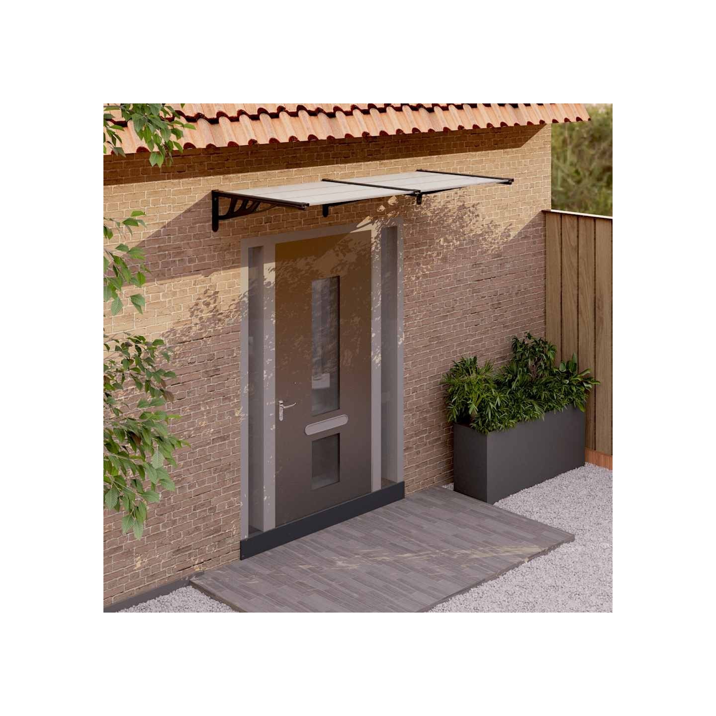 Auvent de porte Noir et transparent 199x90 cm Polycarbonate