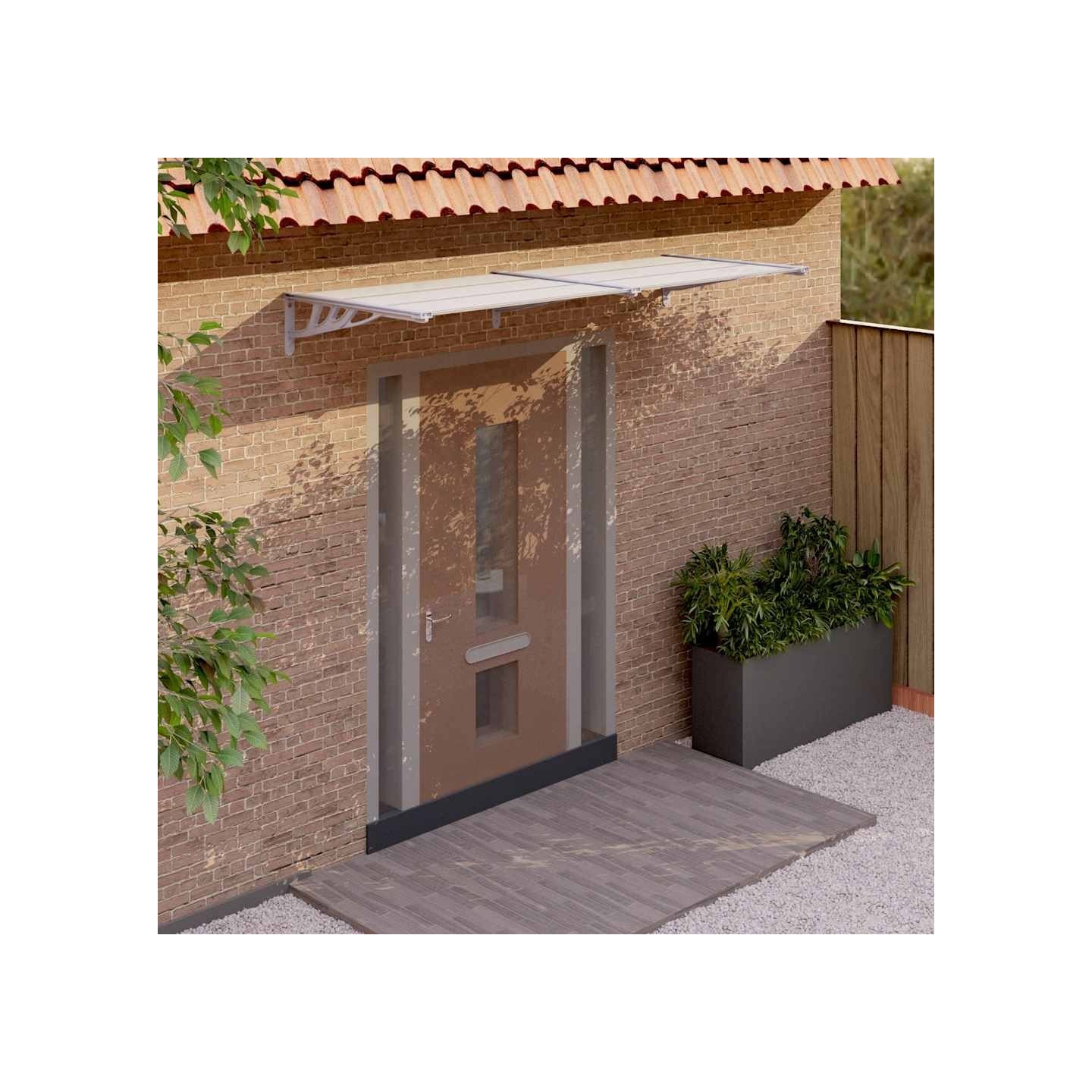 Auvent de porte Gris et transparent 239x90 cm Polycarbonate