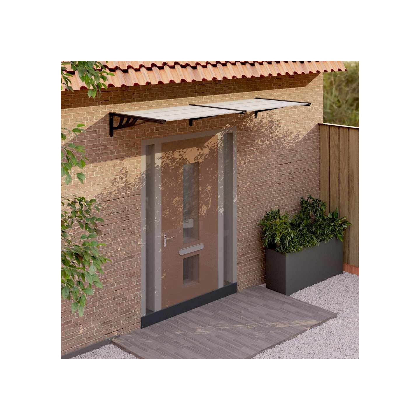 Auvent de porte Noir et transparent 239x90 cm Polycarbonate