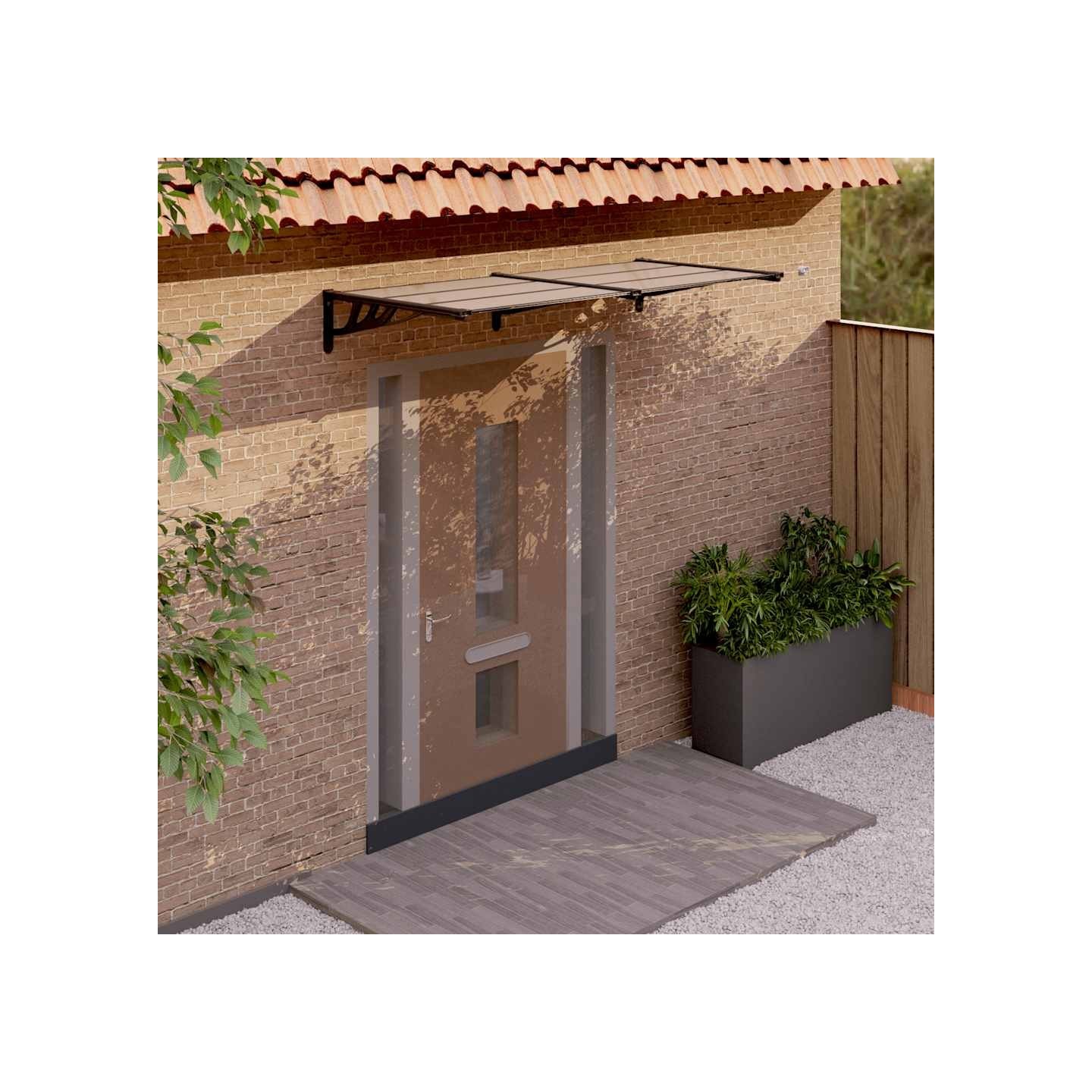 Auvent de porte Noir 199x90 cm Polycarbonate