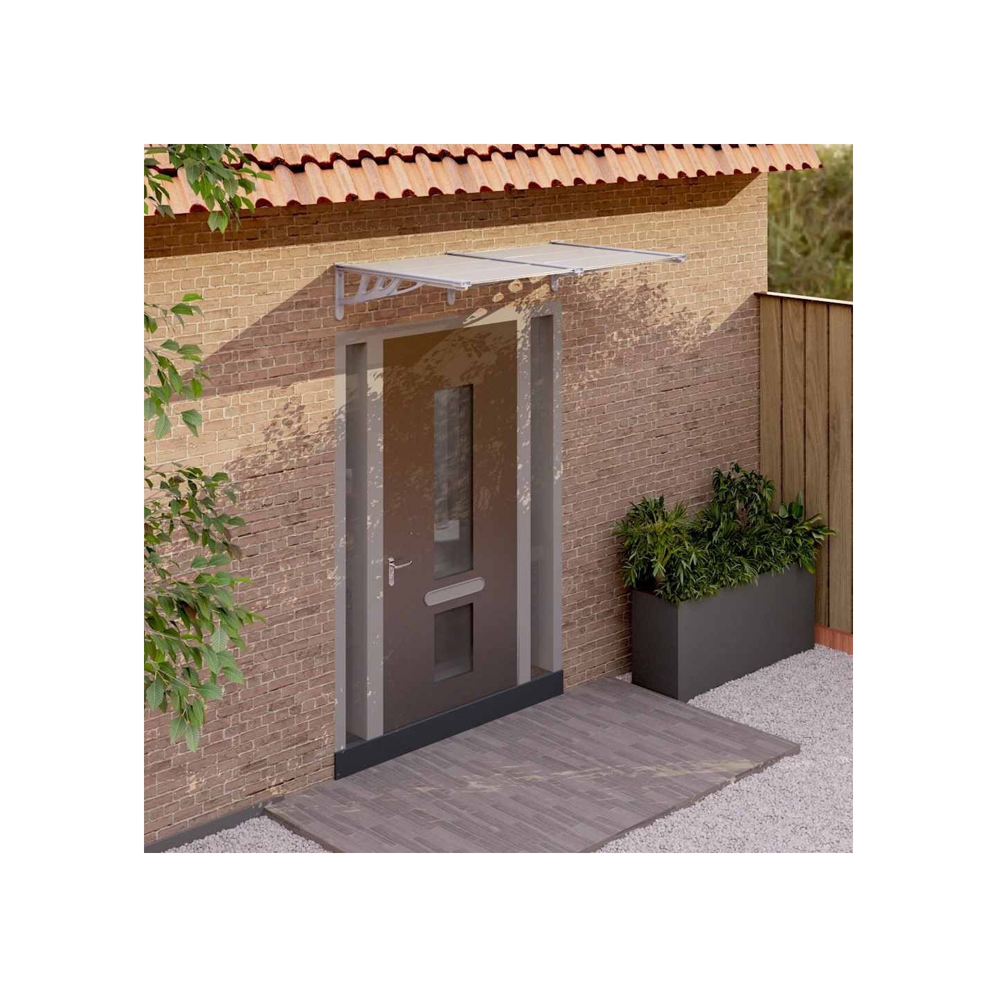 Auvent de porte Gris et transparent 152,5x90 cm Polycarbonate