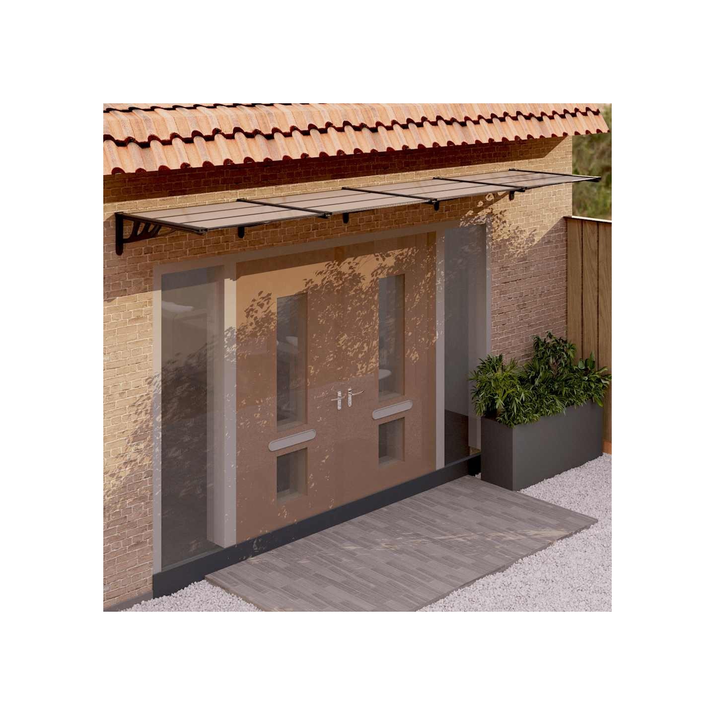 Auvent de porte Noir 396x90 cm Polycarbonate