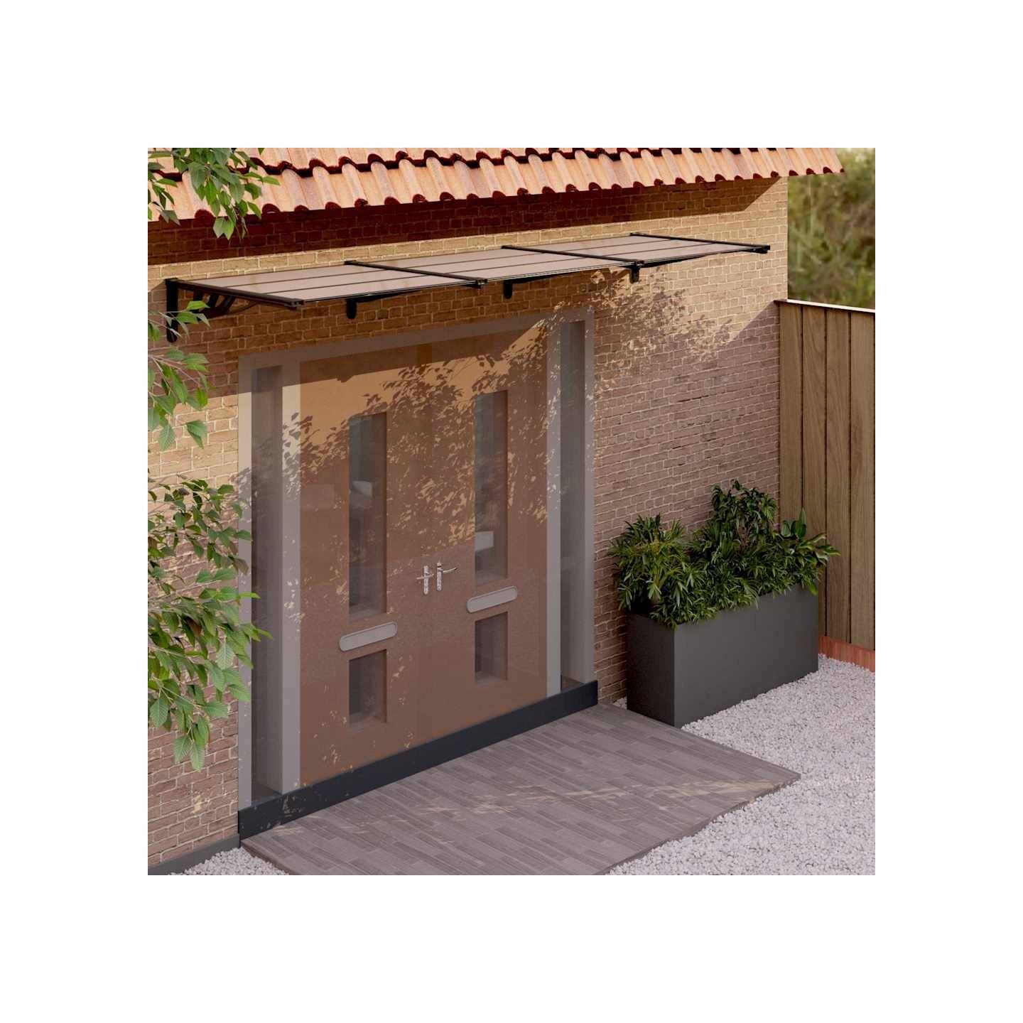 Auvent de porte Noir 297,5x90 cm Polycarbonate