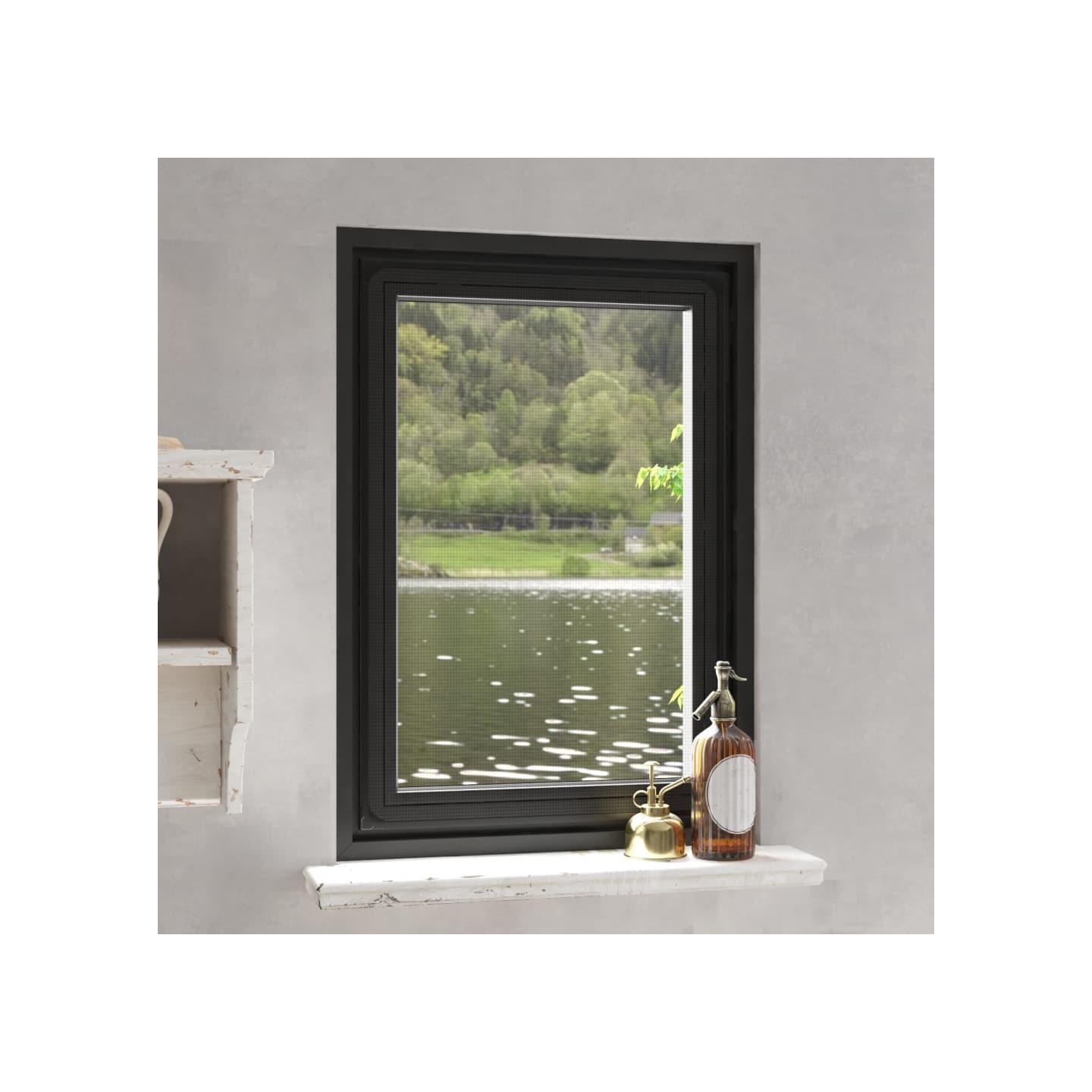 Moustiquaire magnétique pour fenêtres anthracite 80x120 cm