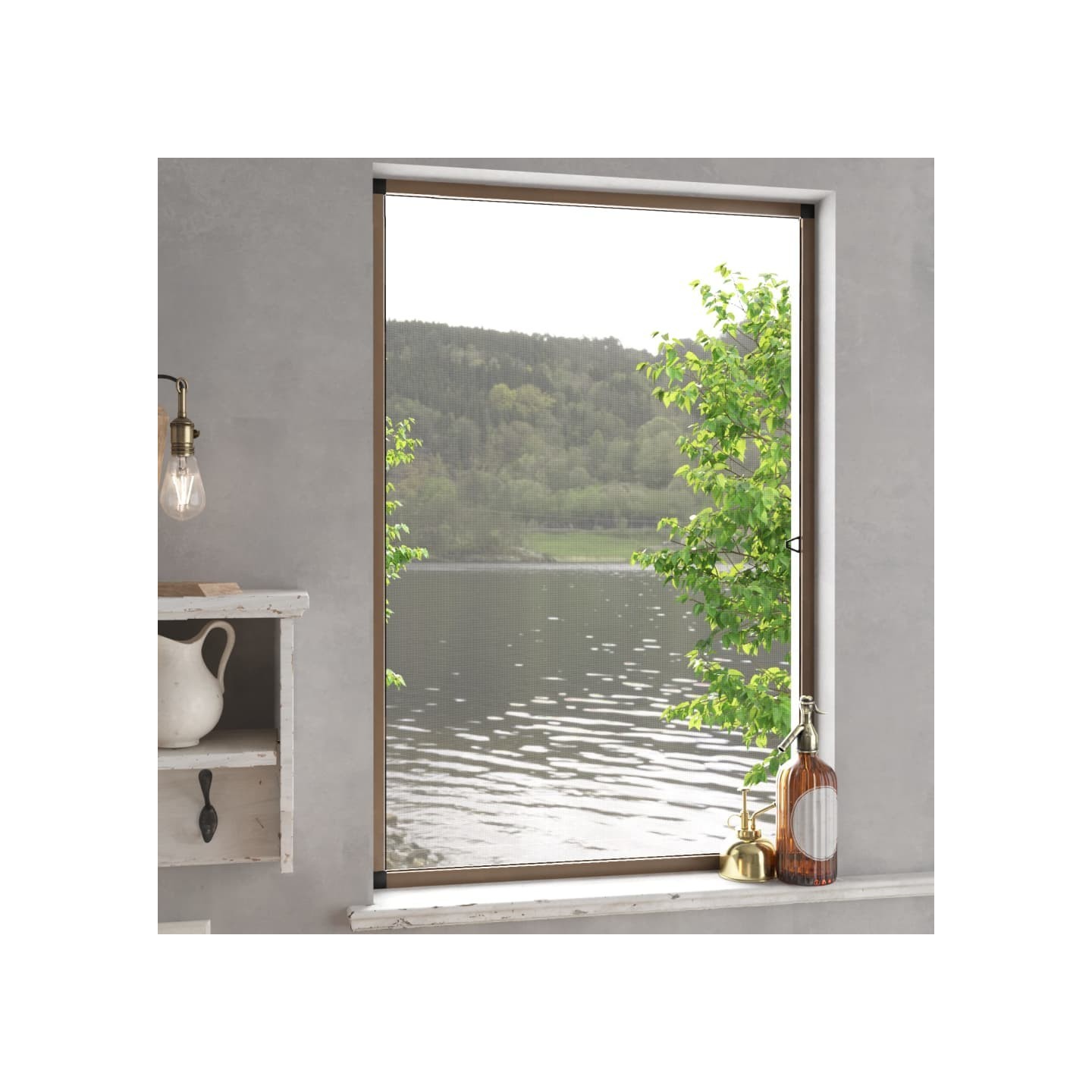 Moustiquaire pour fenêtres Marron 90x120 cm
