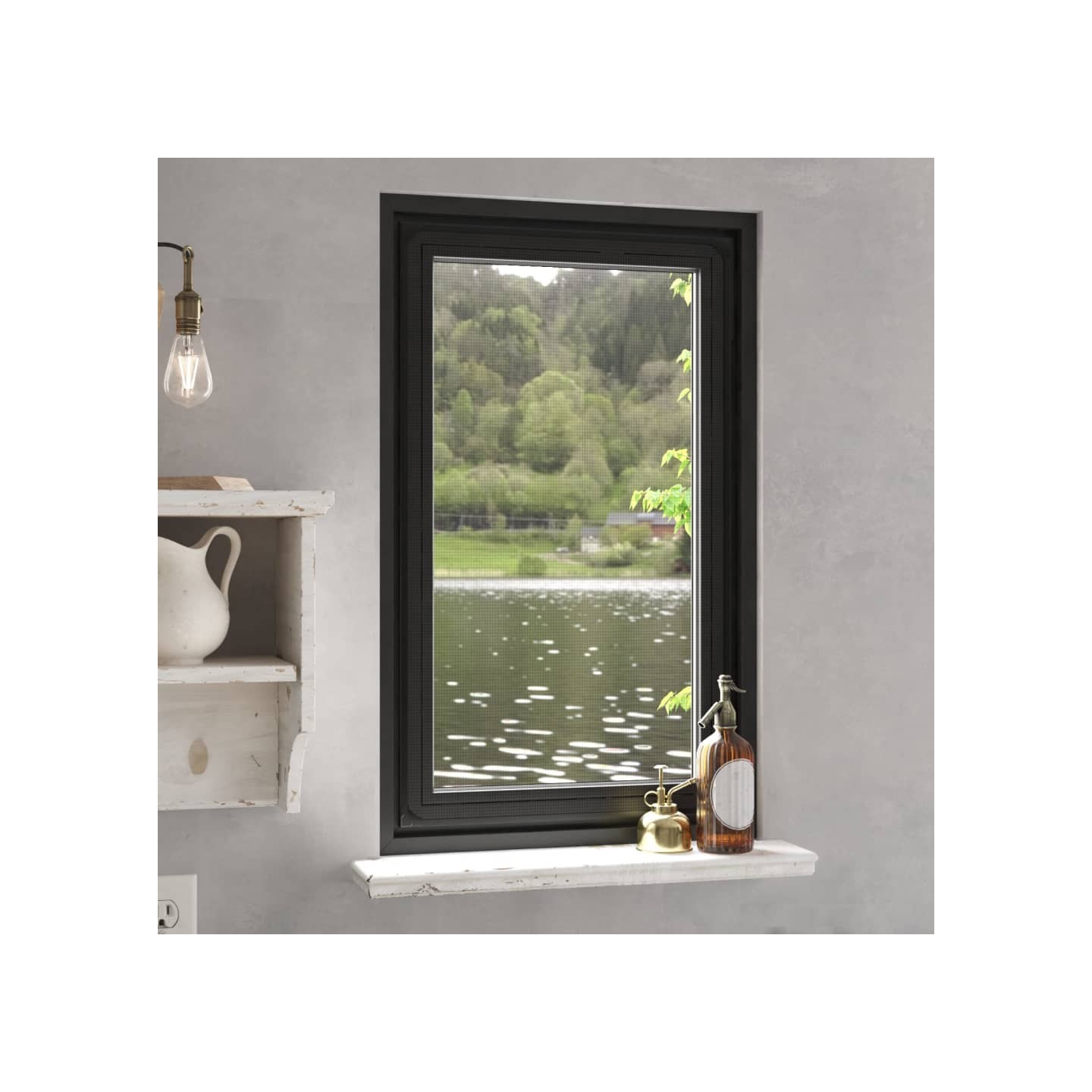 Moustiquaire magnétique pour fenêtres anthracite 80x140 cm