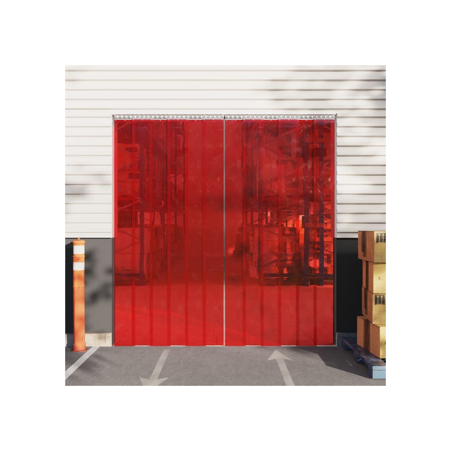 Rideau de porte rouge 200 mmx1,6 mm 10 m PVC