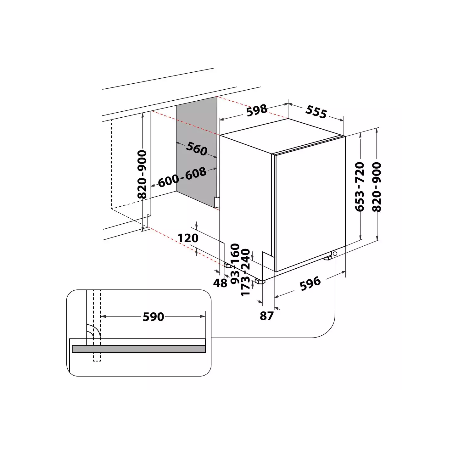 Lave-vaisselle intégrable Whirlpool W2IHKD526A 14 couverts | Nimestore