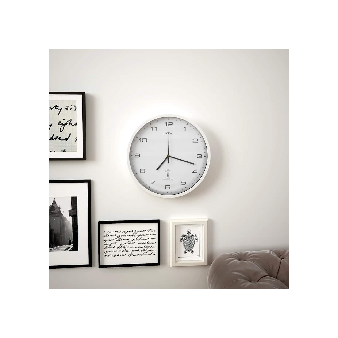 Horloge murale radioguidée avec mouvement à quartz 31 cm Blanc