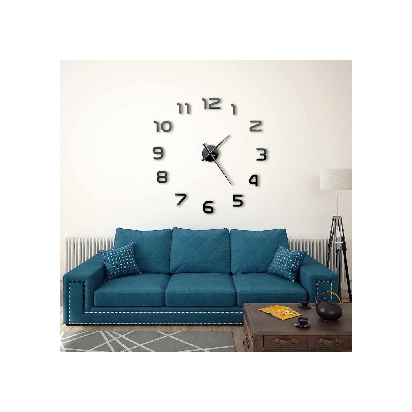 Horloge murale 3D Design moderne 100 cm XXL Noir
