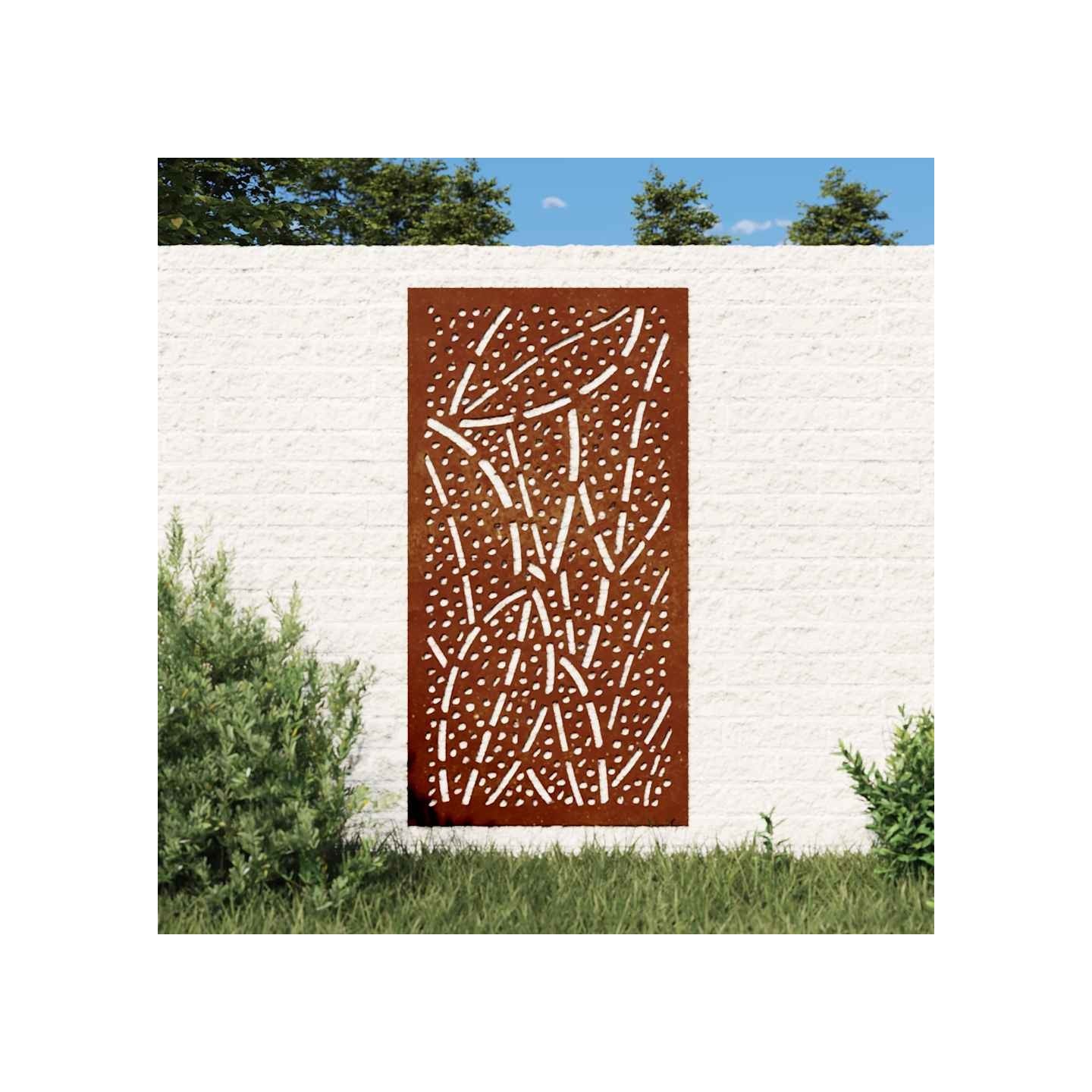 Décoration murale jardin 105x55 cm acier corten design feuille