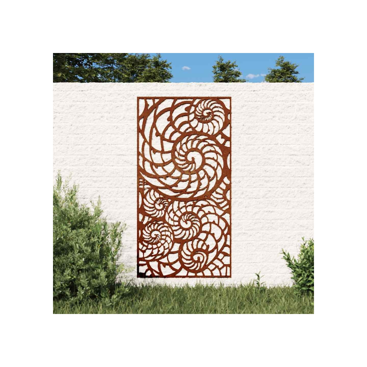 Décoration murale de jardin 105x55 cm acier corten design coque
