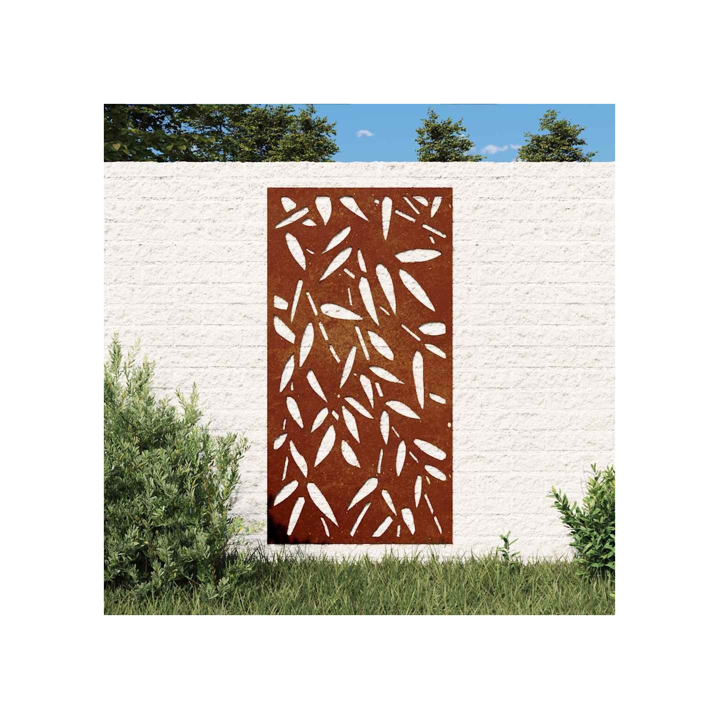 Décoration murale jardin 105x55 cm design de feuille de bambou