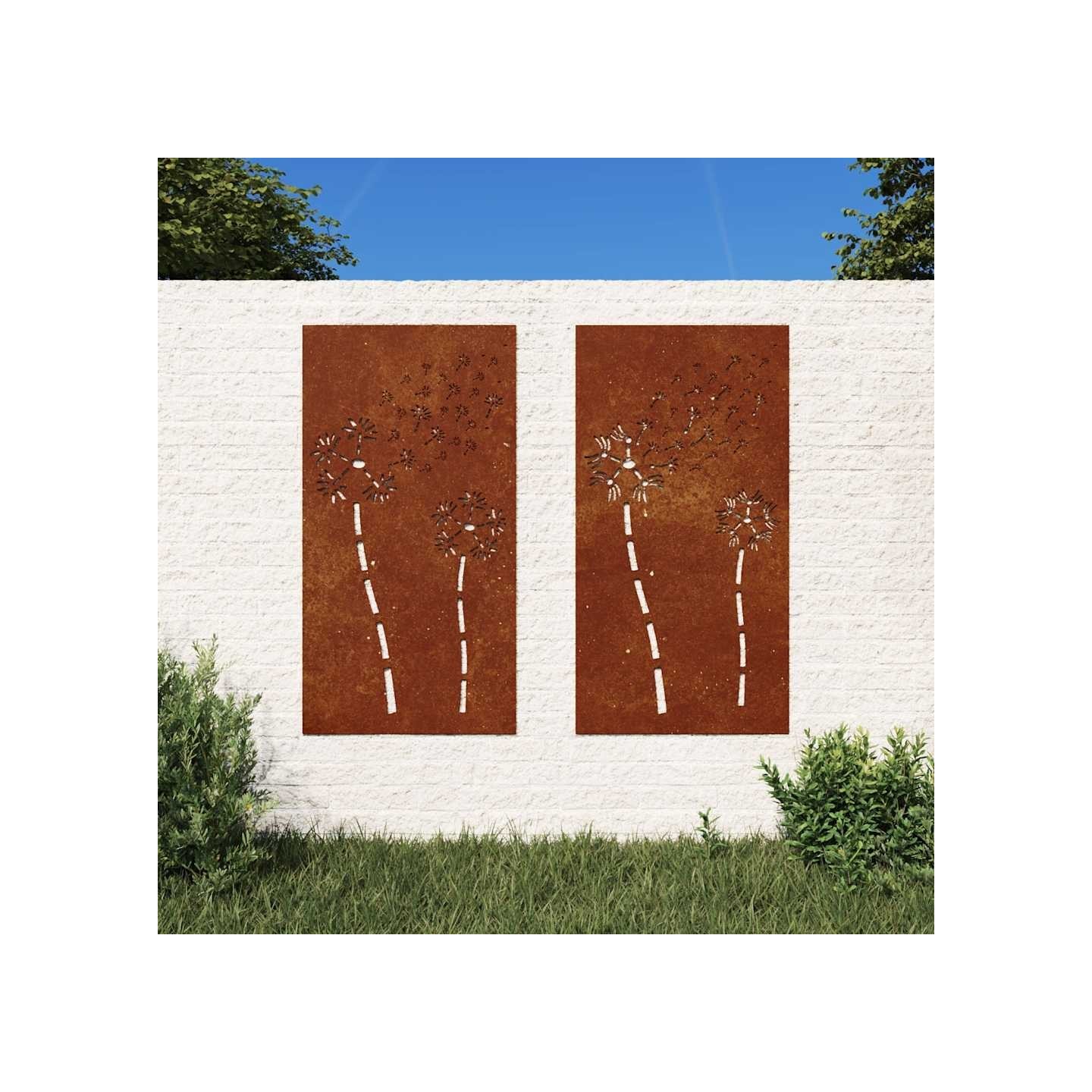 Décorations murales de jardin 2pcs 105x55 cm design de fleur