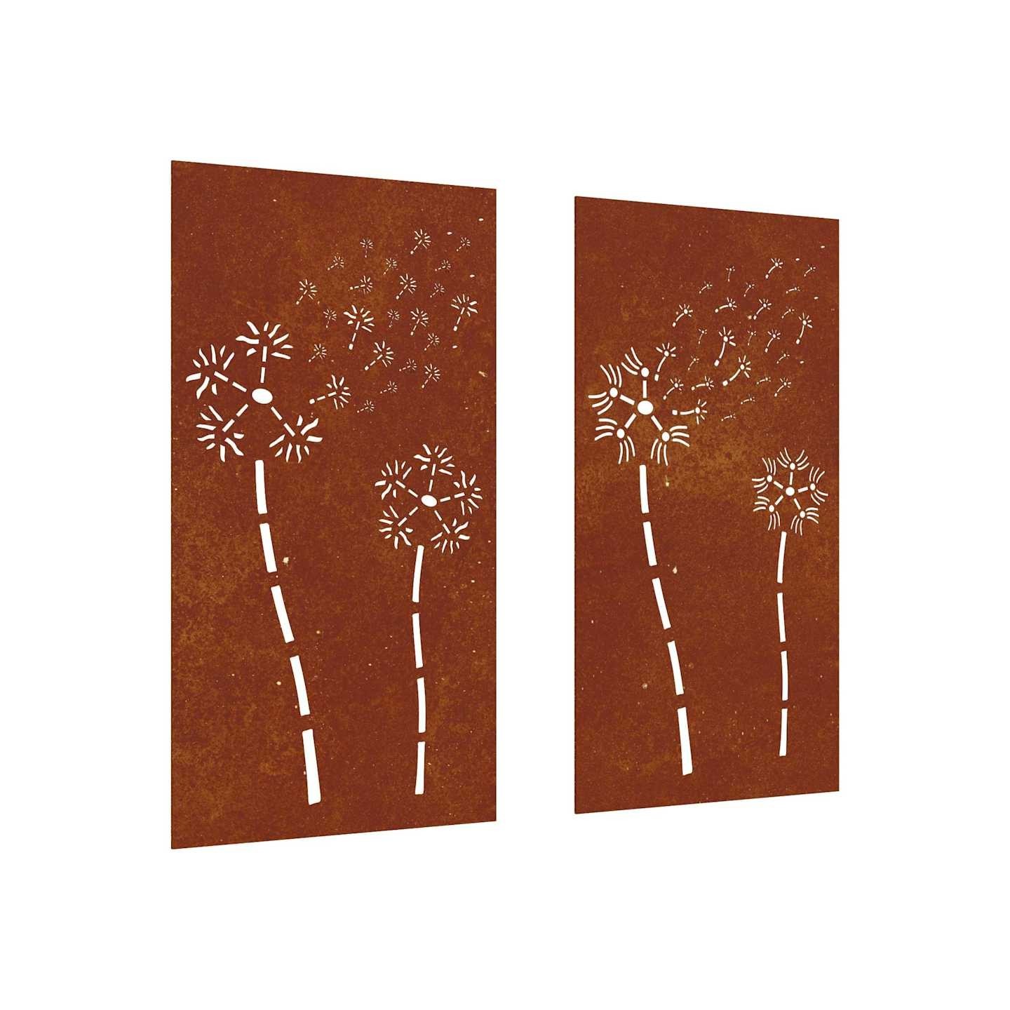 Décorations murales de jardin 2pcs 105x55 cm design de fleur