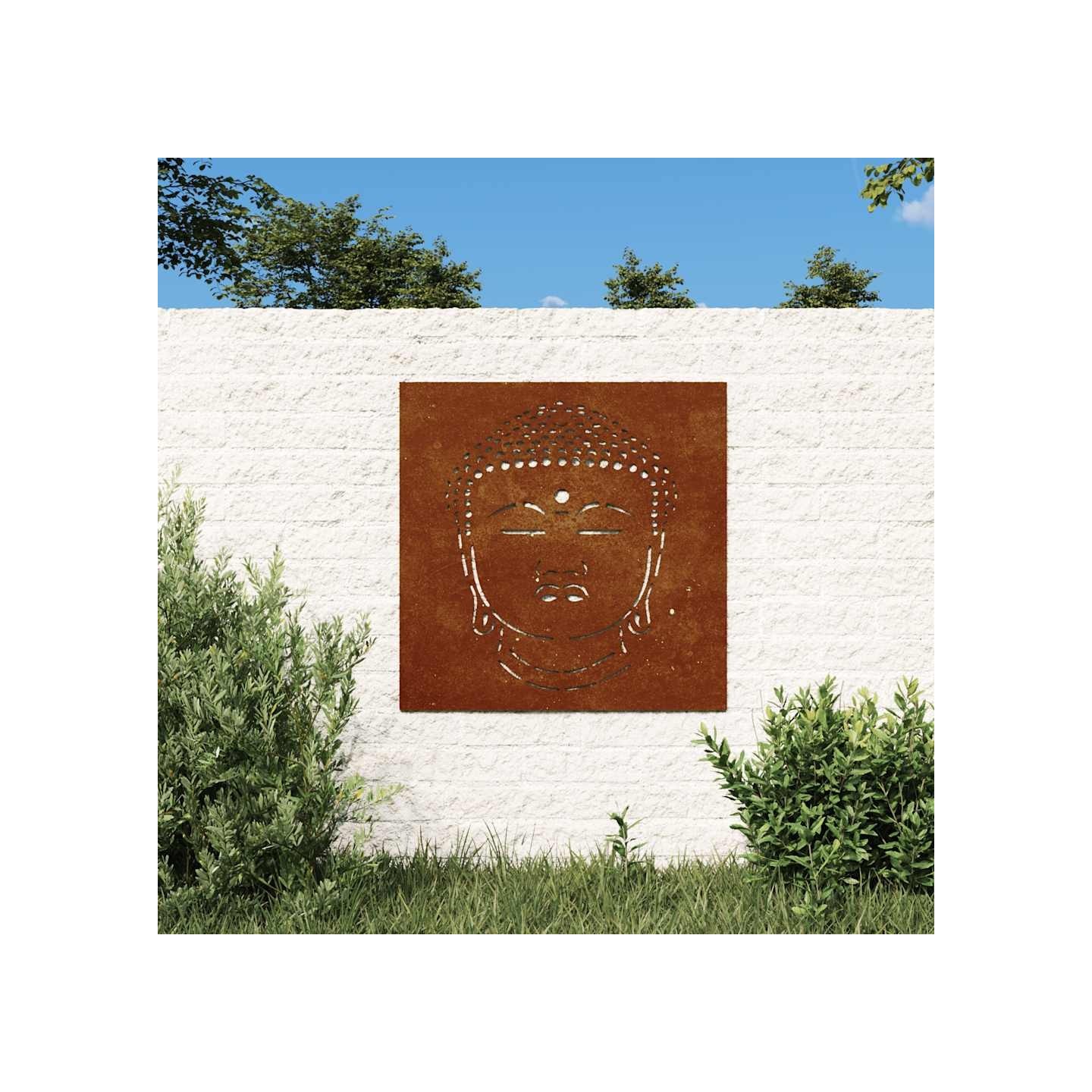 Décoration murale jardin 55x55 cm motif de tête de bouddha