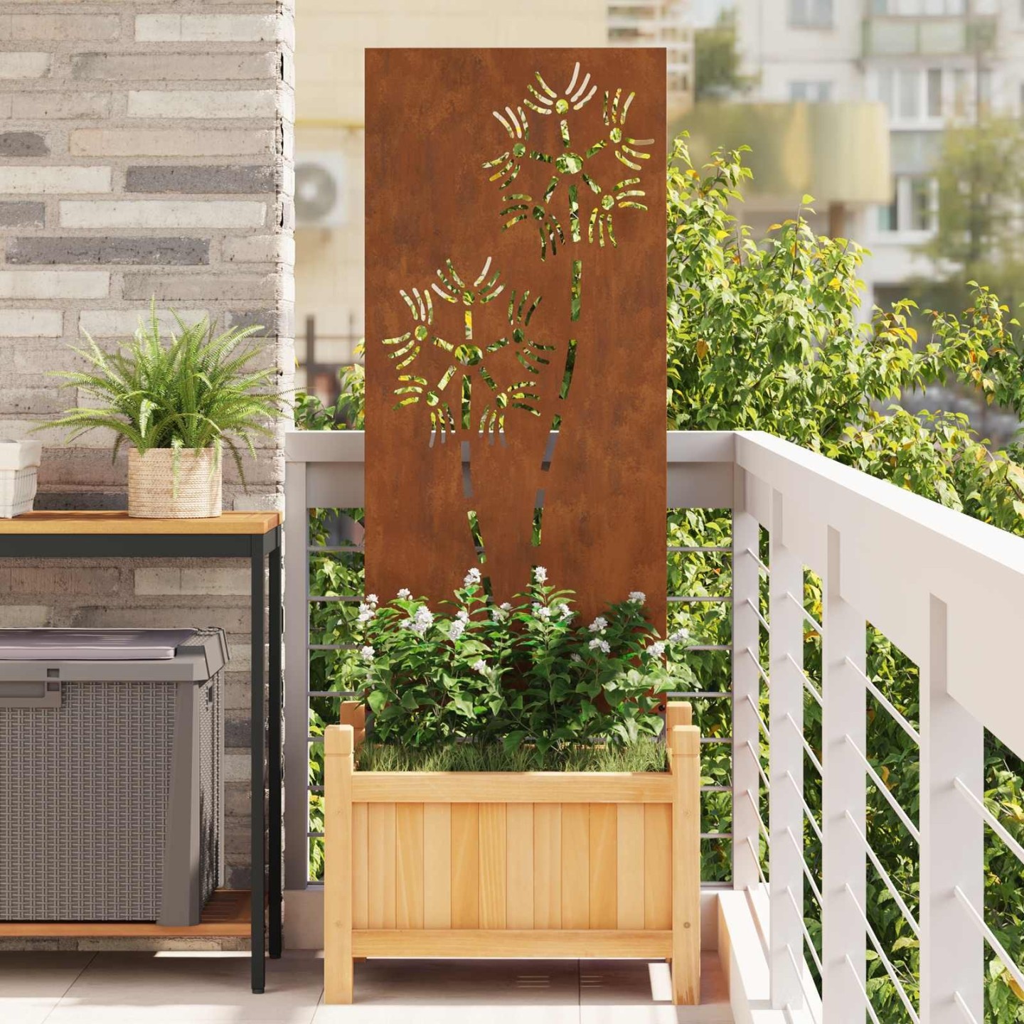Écran de confidentialité de jardin Fretwork Rouillé 50 x 140 cm