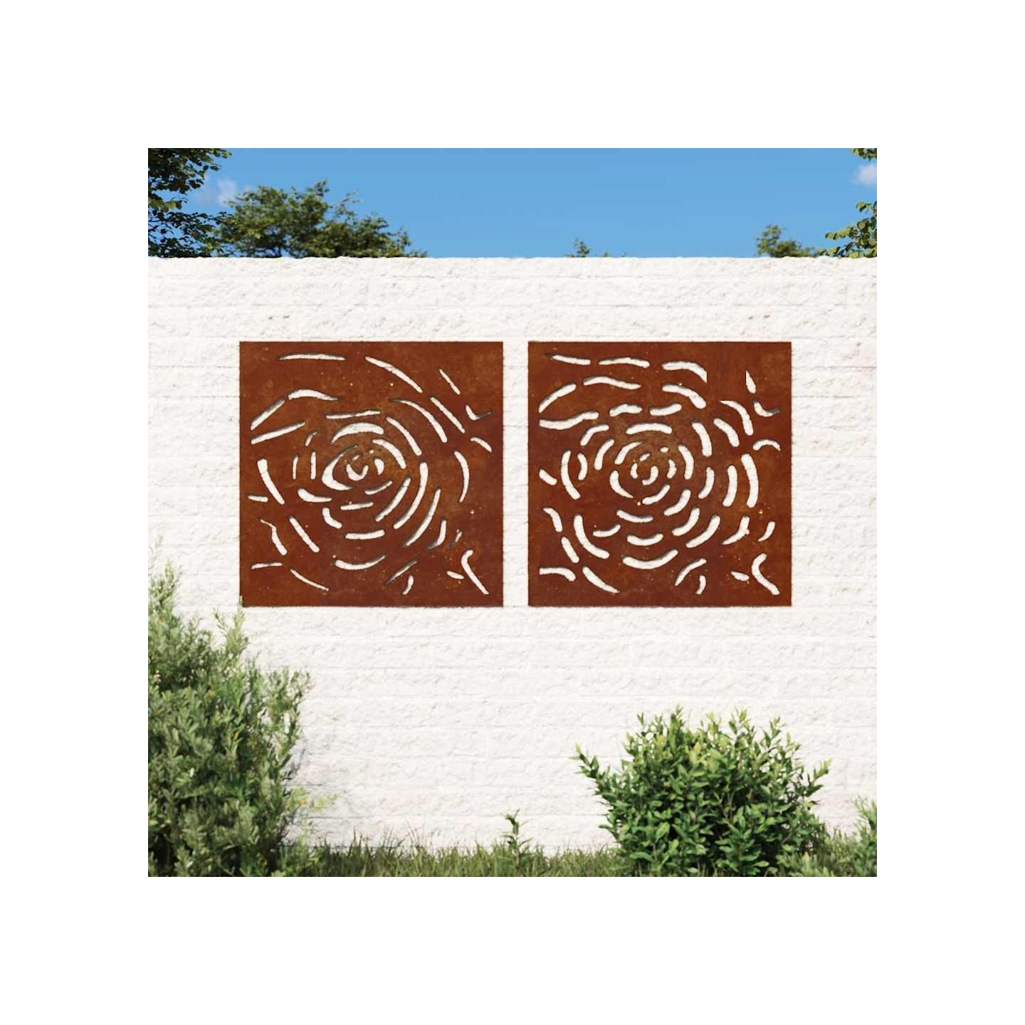 Décorations murales jardin 2 pcs 55x55 cm design de rose