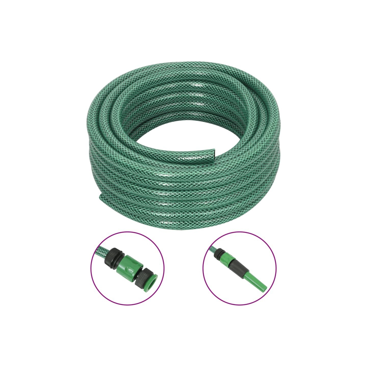 Tuyau d'arrosage avec jeu de raccords vert 0,5" 20 m PVC