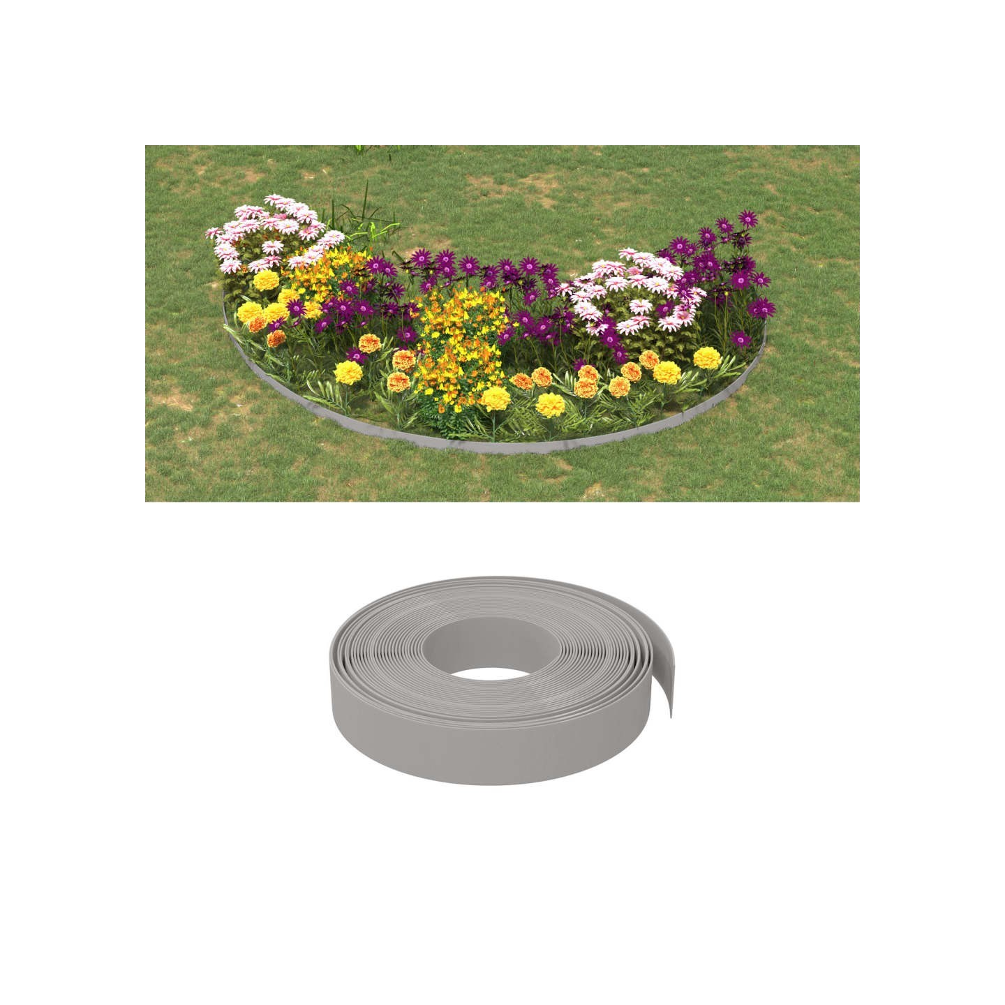 Bordure de jardin Gris 10 m 10 cm polyéthylène