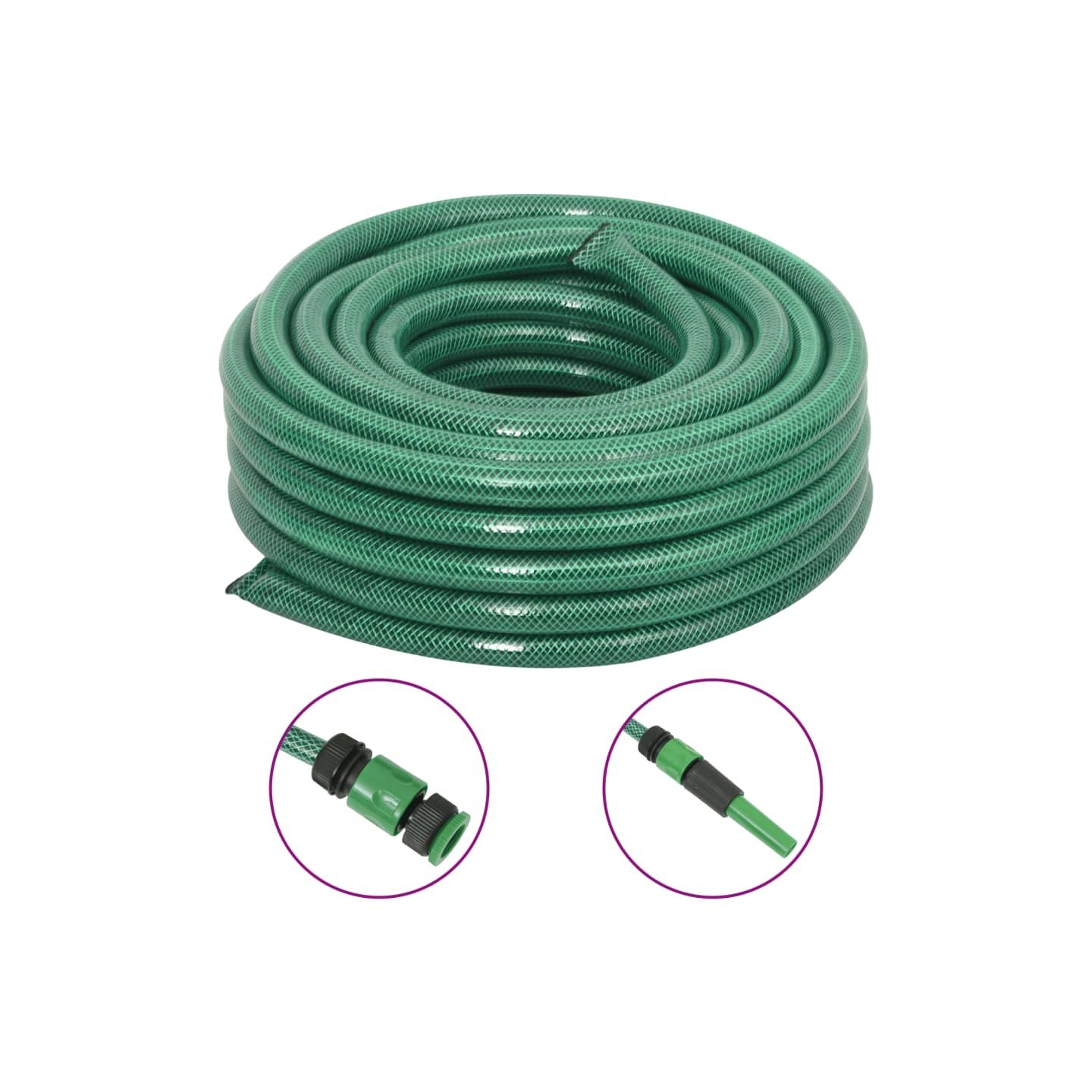 Tuyau d'arrosage avec jeu de raccords vert 0,75" 50 m PVC