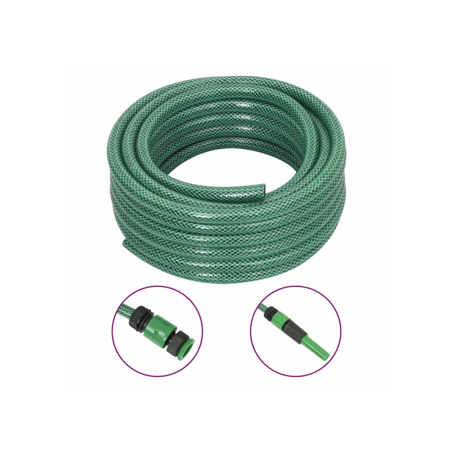 Tuyau d'arrosage avec jeu de raccords vert 0,5" 30 m PVC
