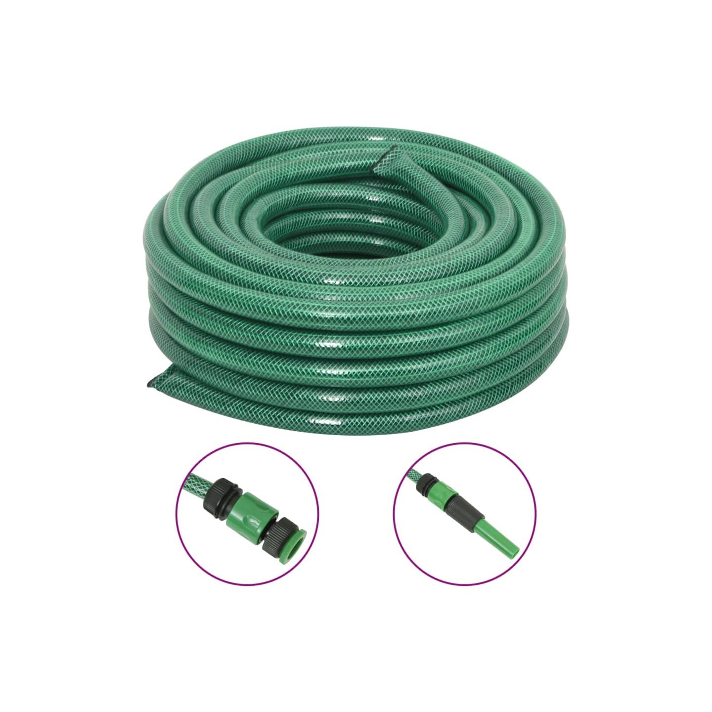Tuyau d'arrosage avec jeu de raccords vert 0,75" 20 m PVC