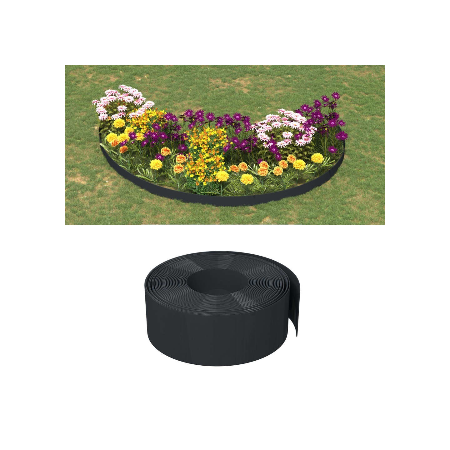 Bordure de jardin noir 10 m 20 cm polyéthylène