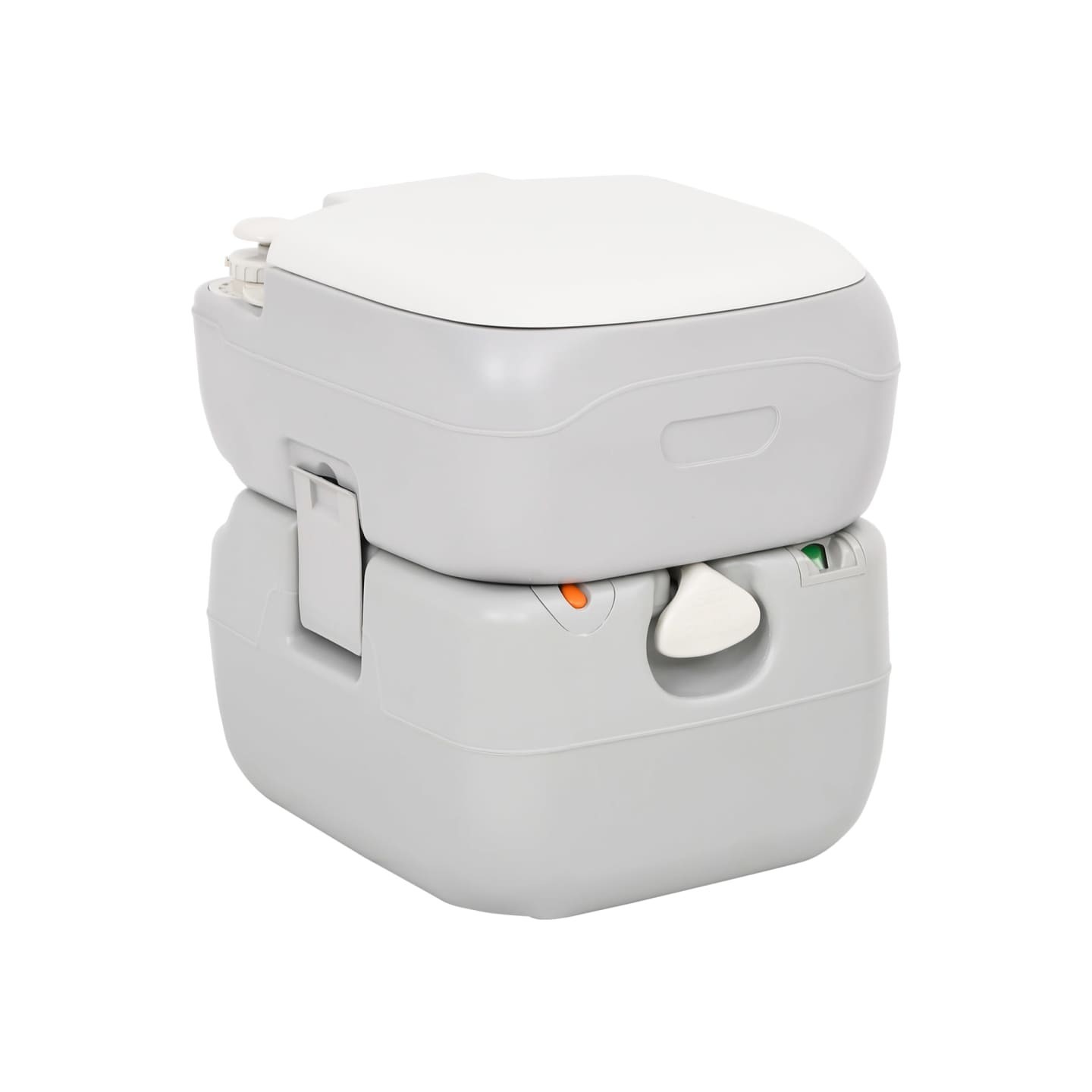 Toilette de camping portable gris et blanc 22+12 L PEHD