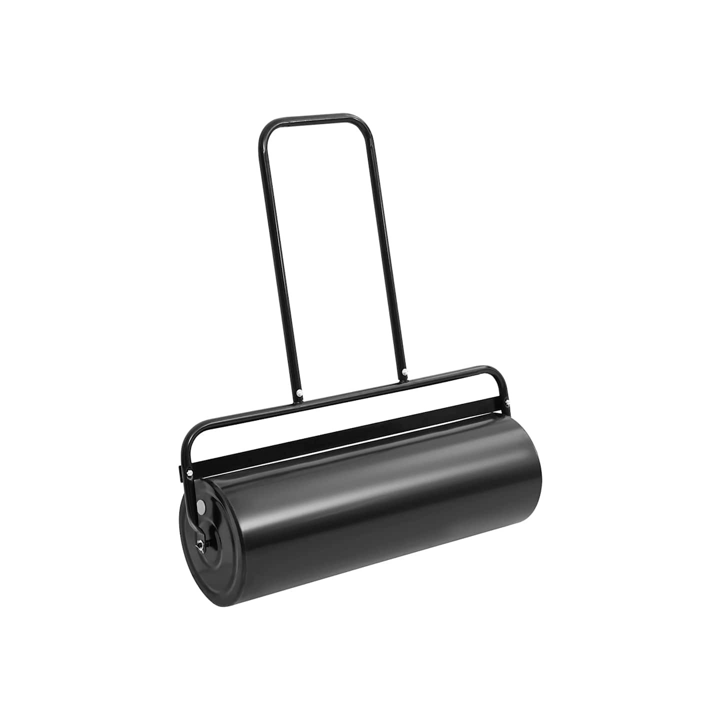 Rouleau à gazon à pousser de jardin noir 63 L fer et acier
