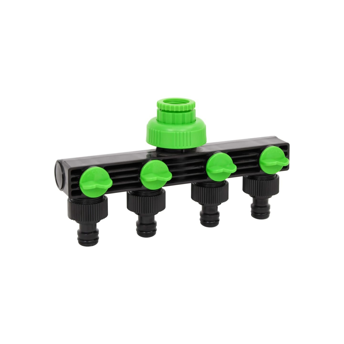 Adaptateur de robinet à 4 voies vert/noir 19,5x6x11 cm ABS & PP