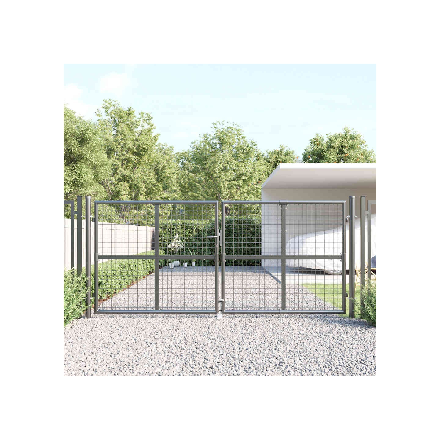 Portail de jardin grillagé Anthracite 300 x 125 cm Acier galvanisé