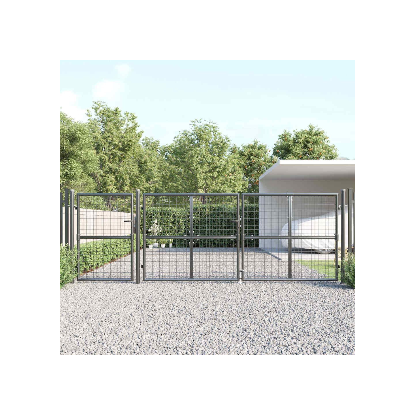 Portail de jardin grillagé Anthracite 400x125 cm Acier galvanisé
