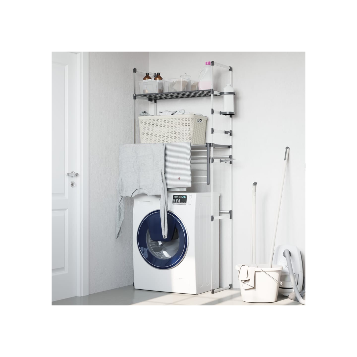 Étagère pour machine à laver 77x52x192 cm aluminium